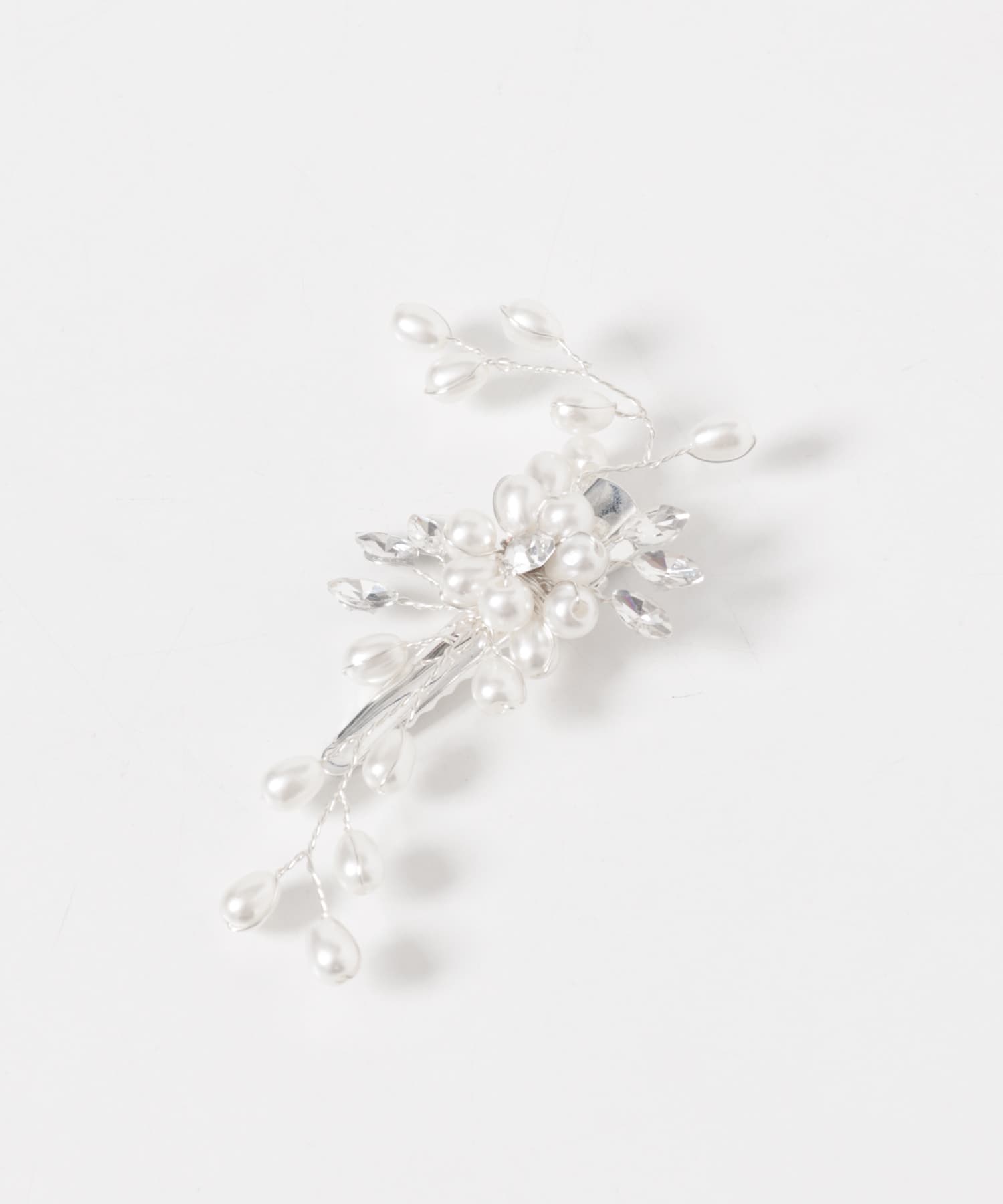 フラワーモチーフパールヘアクリップ WH/CL -