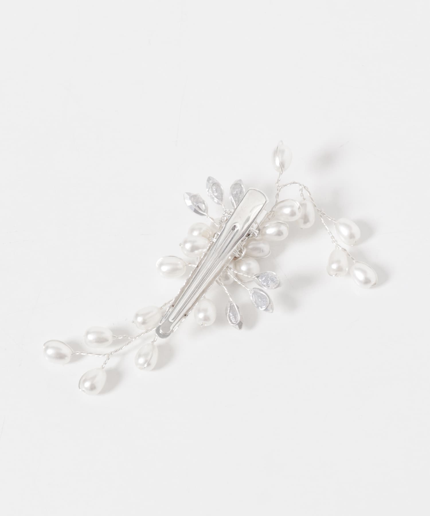 フラワーモチーフパールヘアクリップ WH/CL -