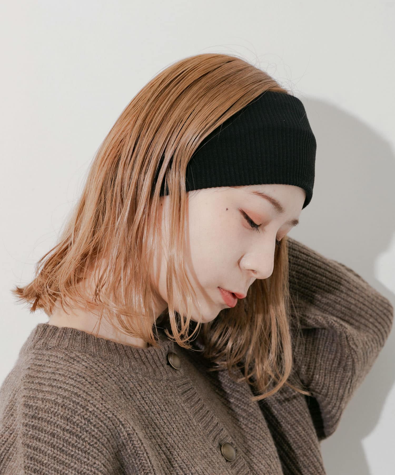 リブワイドヘアバンド BLK -