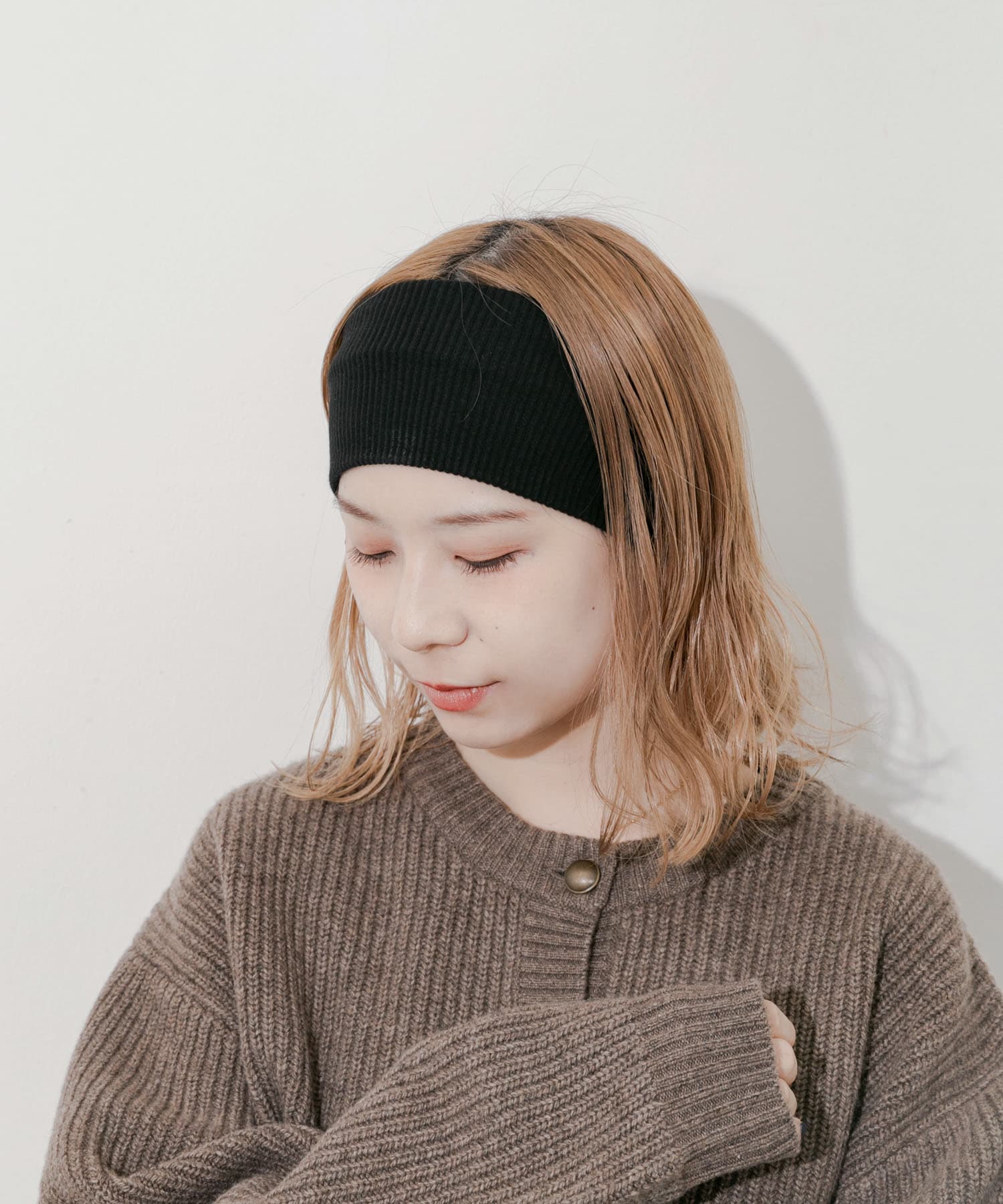 リブワイドヘアバンド BLK -