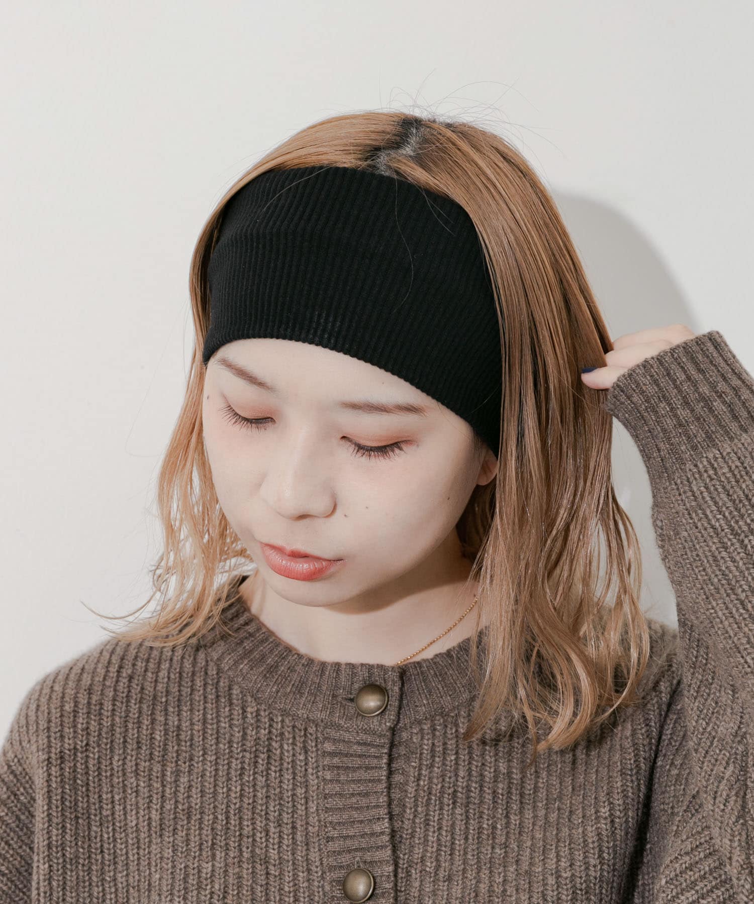 リブワイドヘアバンド BLK -