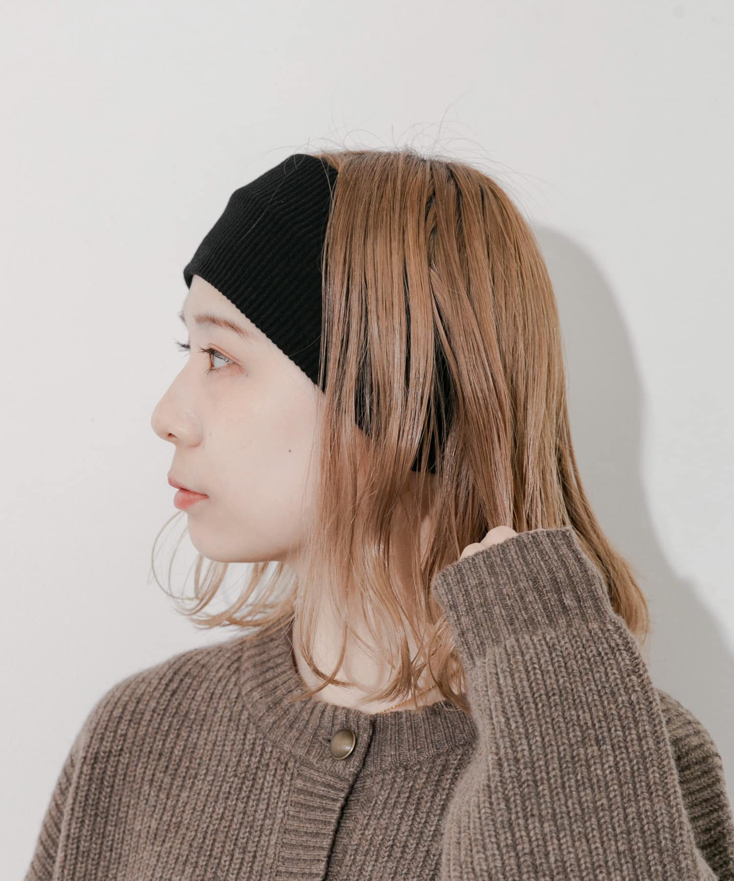 リブワイドヘアバンド BLK -