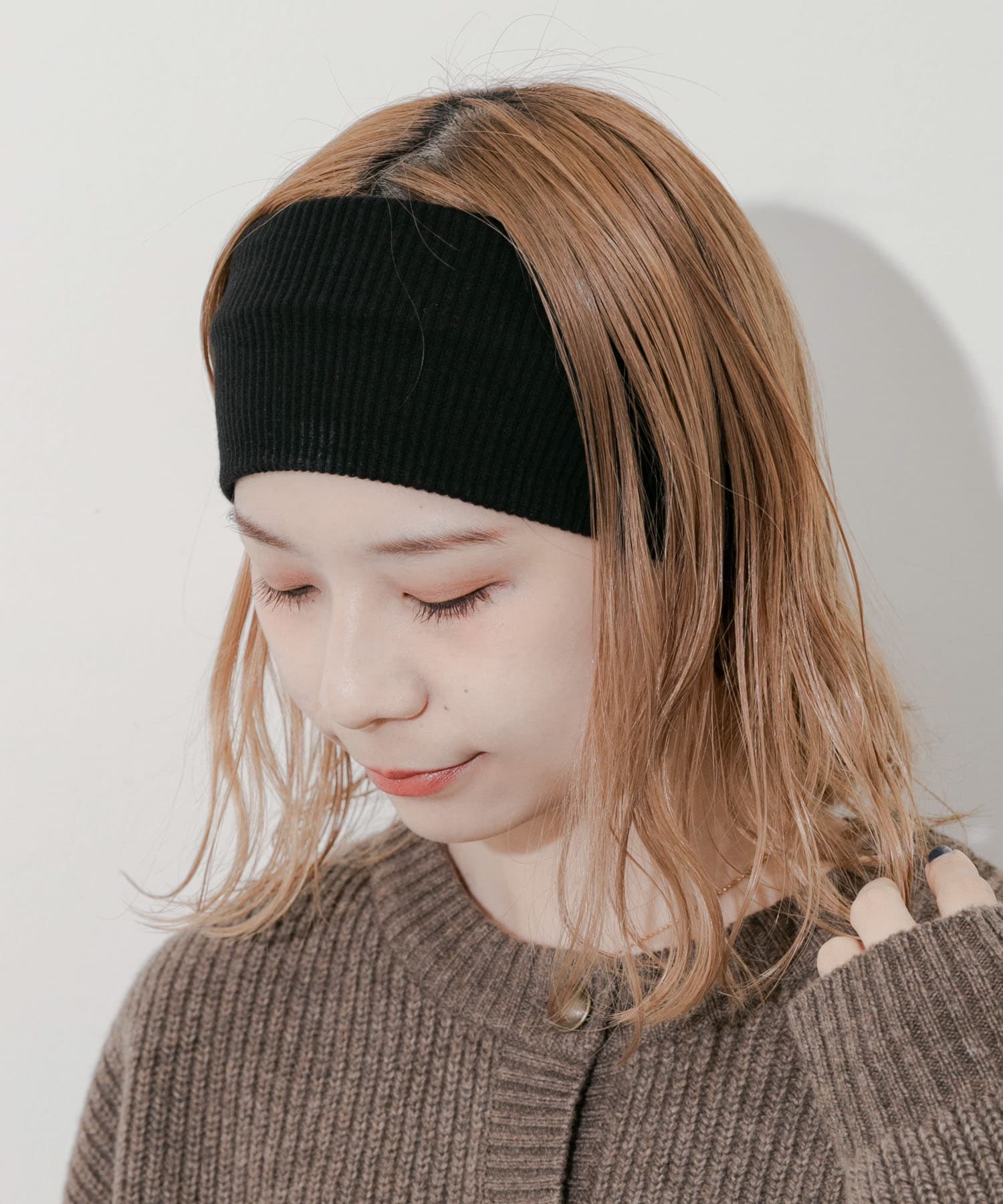 リブワイドヘアバンド BLK -