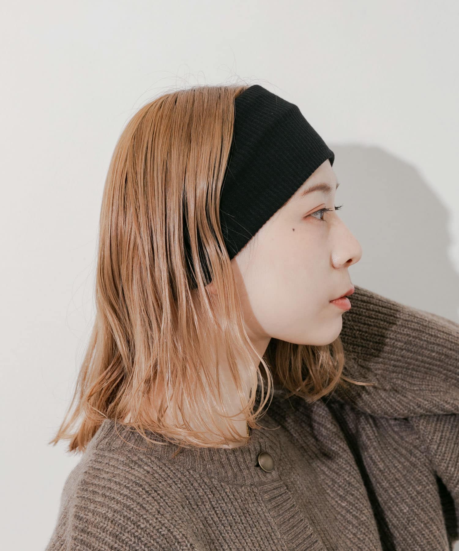 リブワイドヘアバンド BLK -