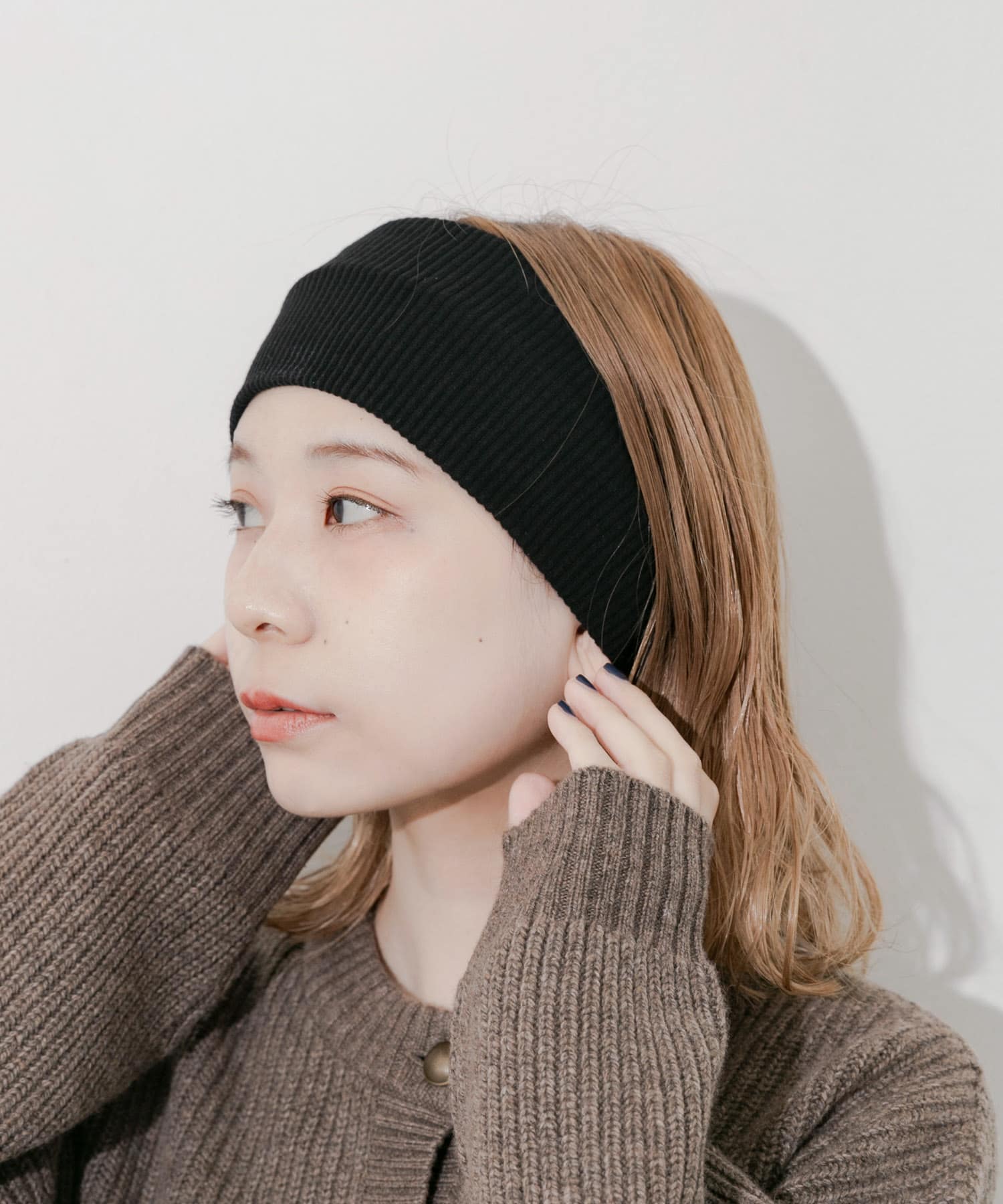 リブワイドヘアバンド BLK -