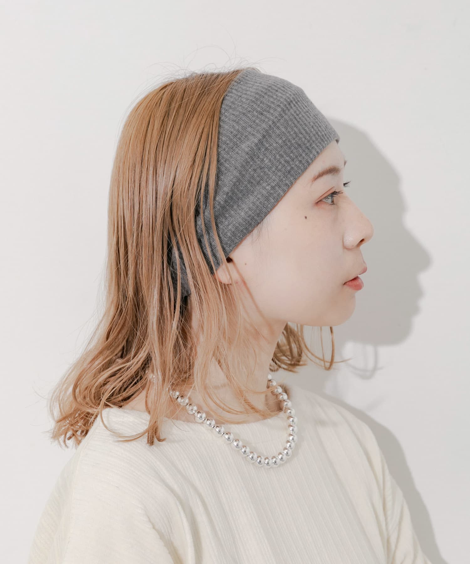 リブワイドヘアバンド GRY -
