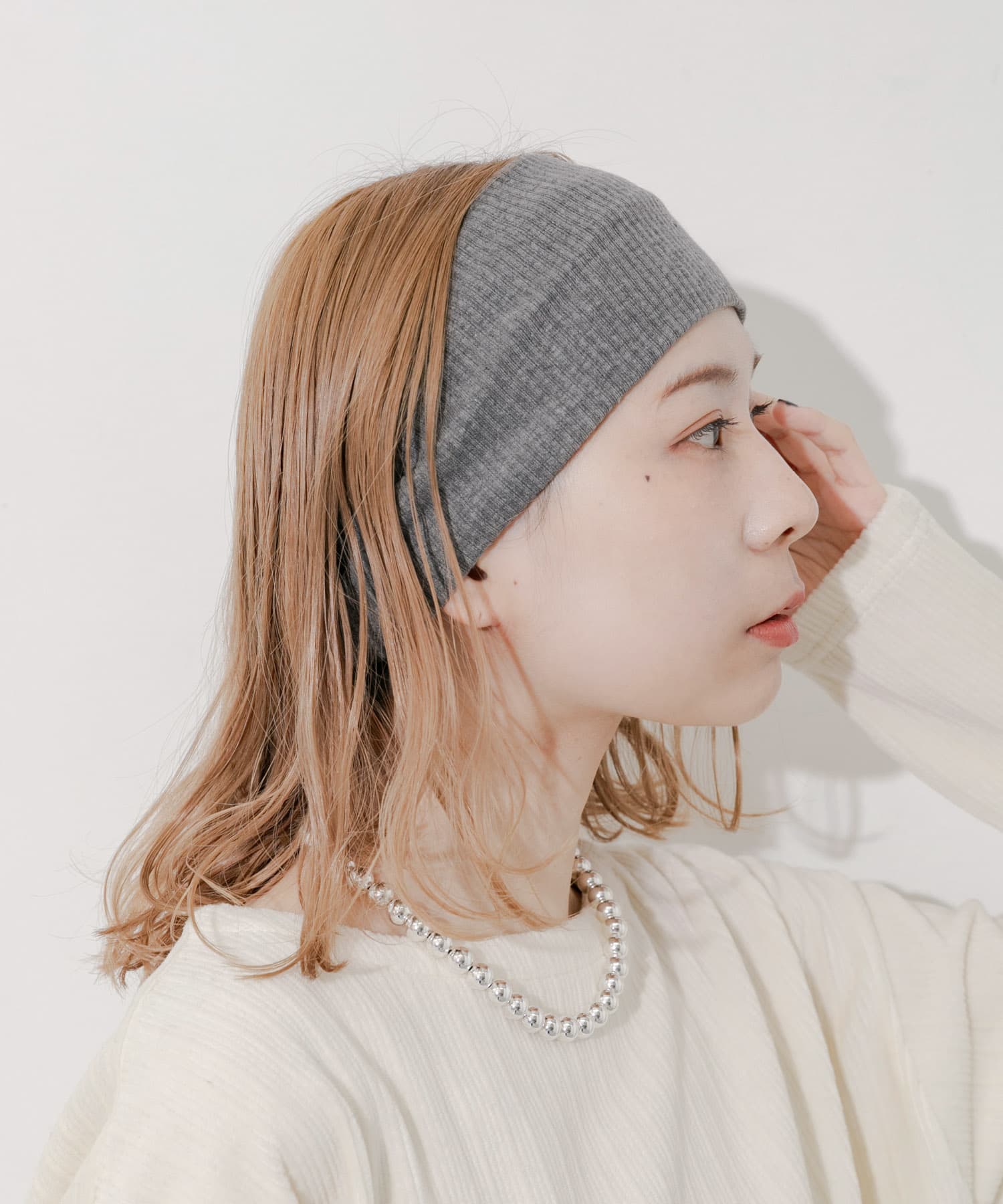 リブワイドヘアバンド GRY -