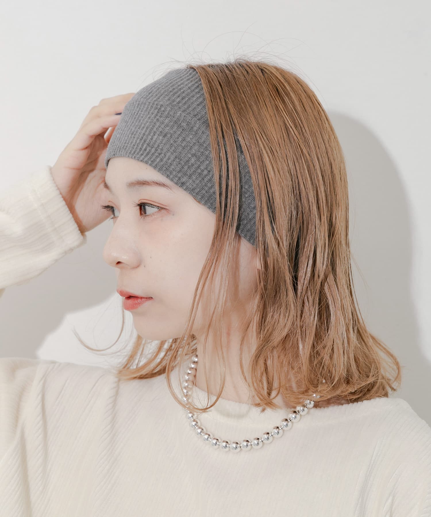 リブワイドヘアバンド GRY -