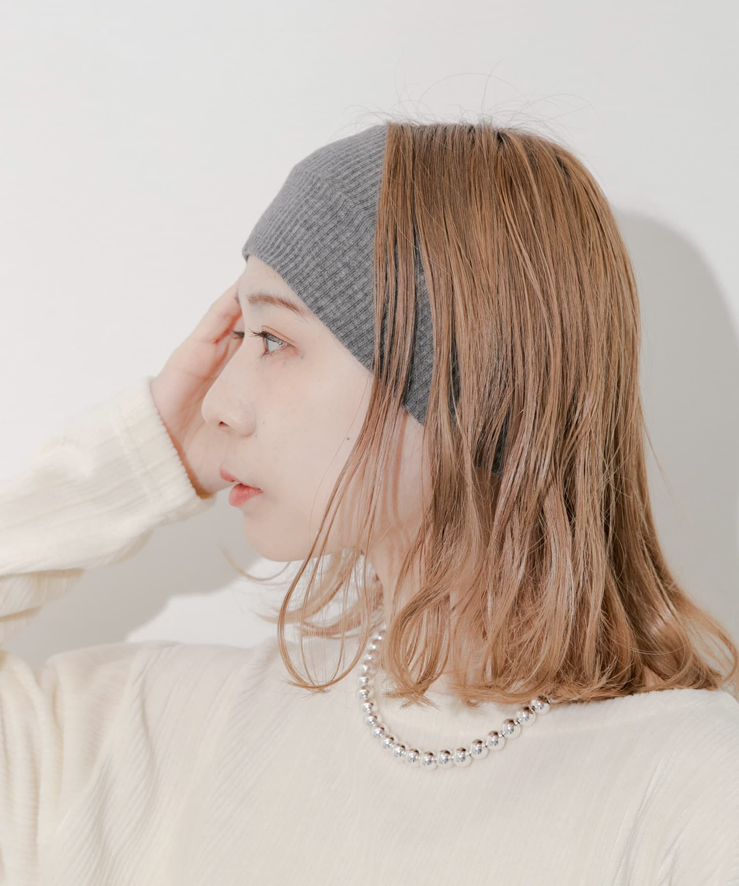 リブワイドヘアバンド GRY -