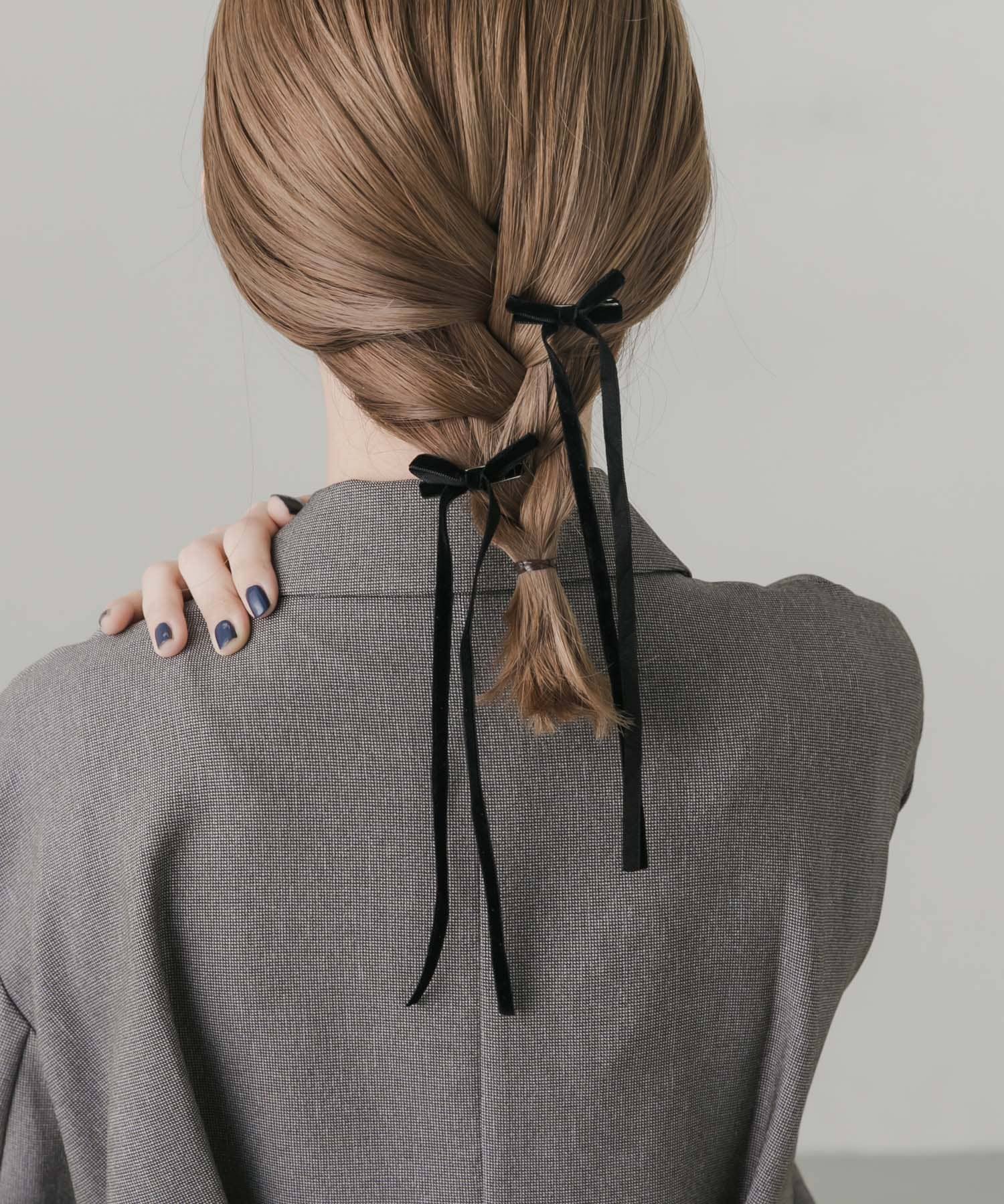 ベロアリボン2セットヘアピン BLK -