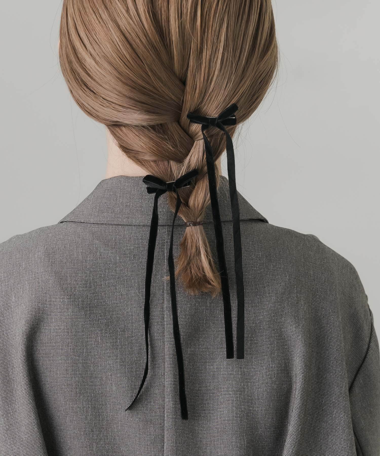 ベロアリボン2セットヘアピン BLK -