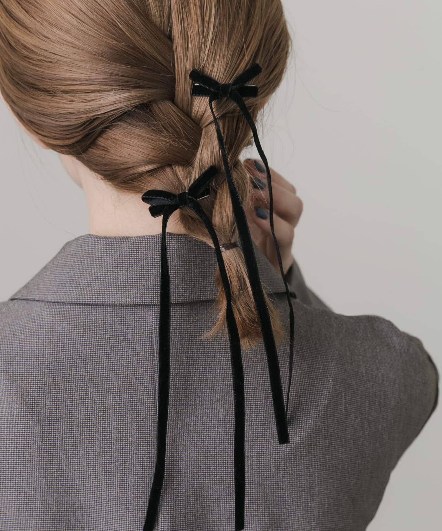 ベロアリボン2セットヘアピン BLK -