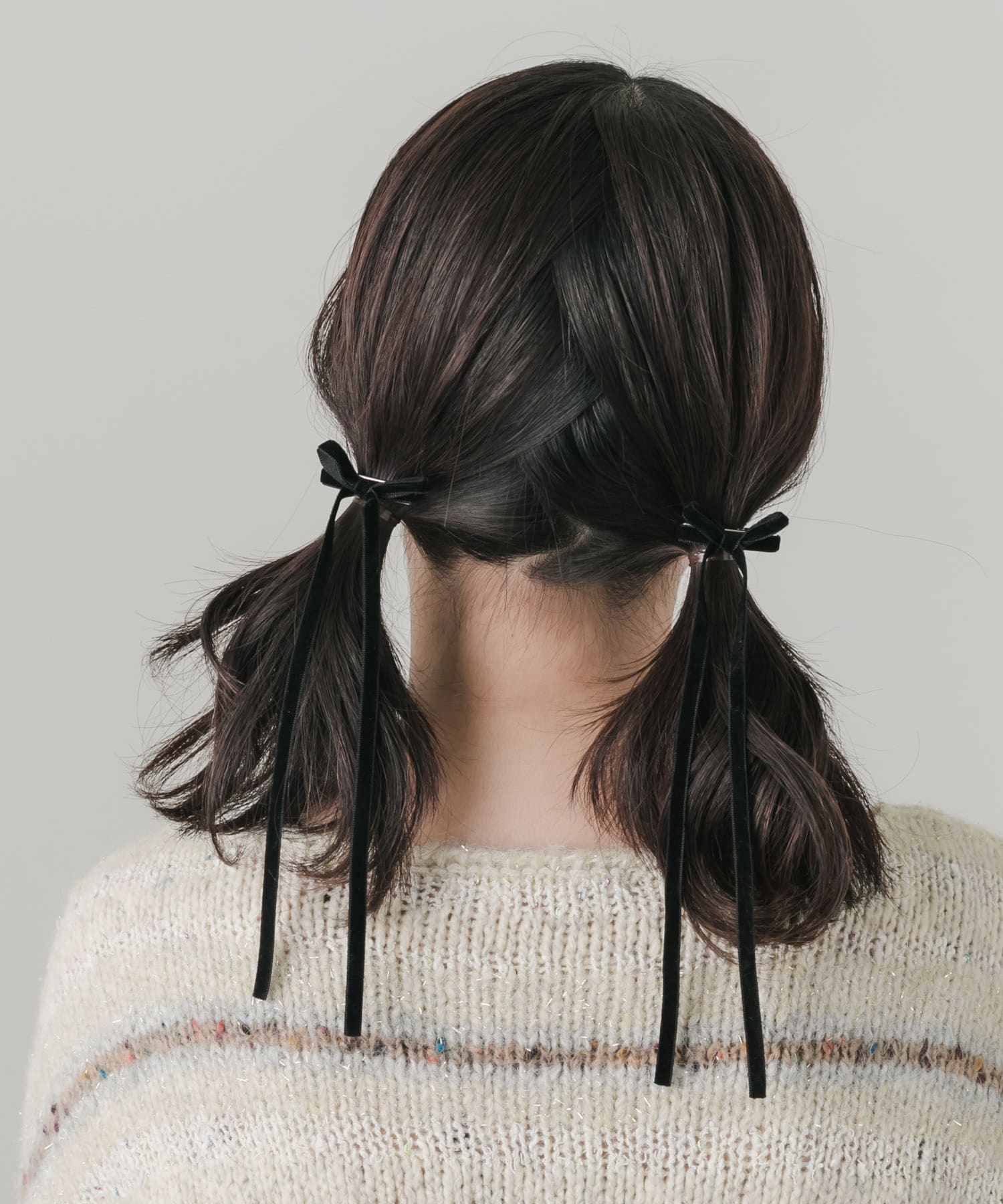 ベロアリボン2セットヘアピン BLK -