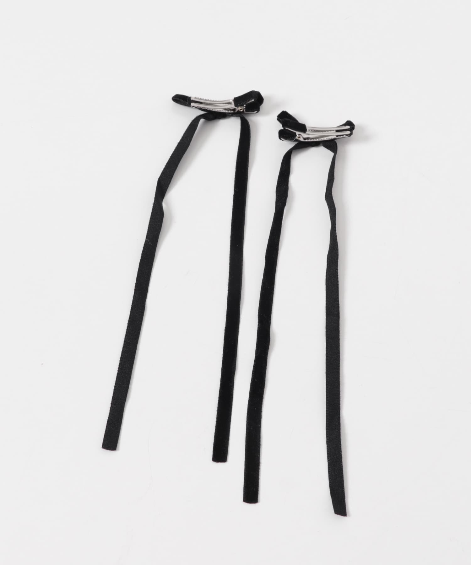 ベロアリボン2セットヘアピン BLK -