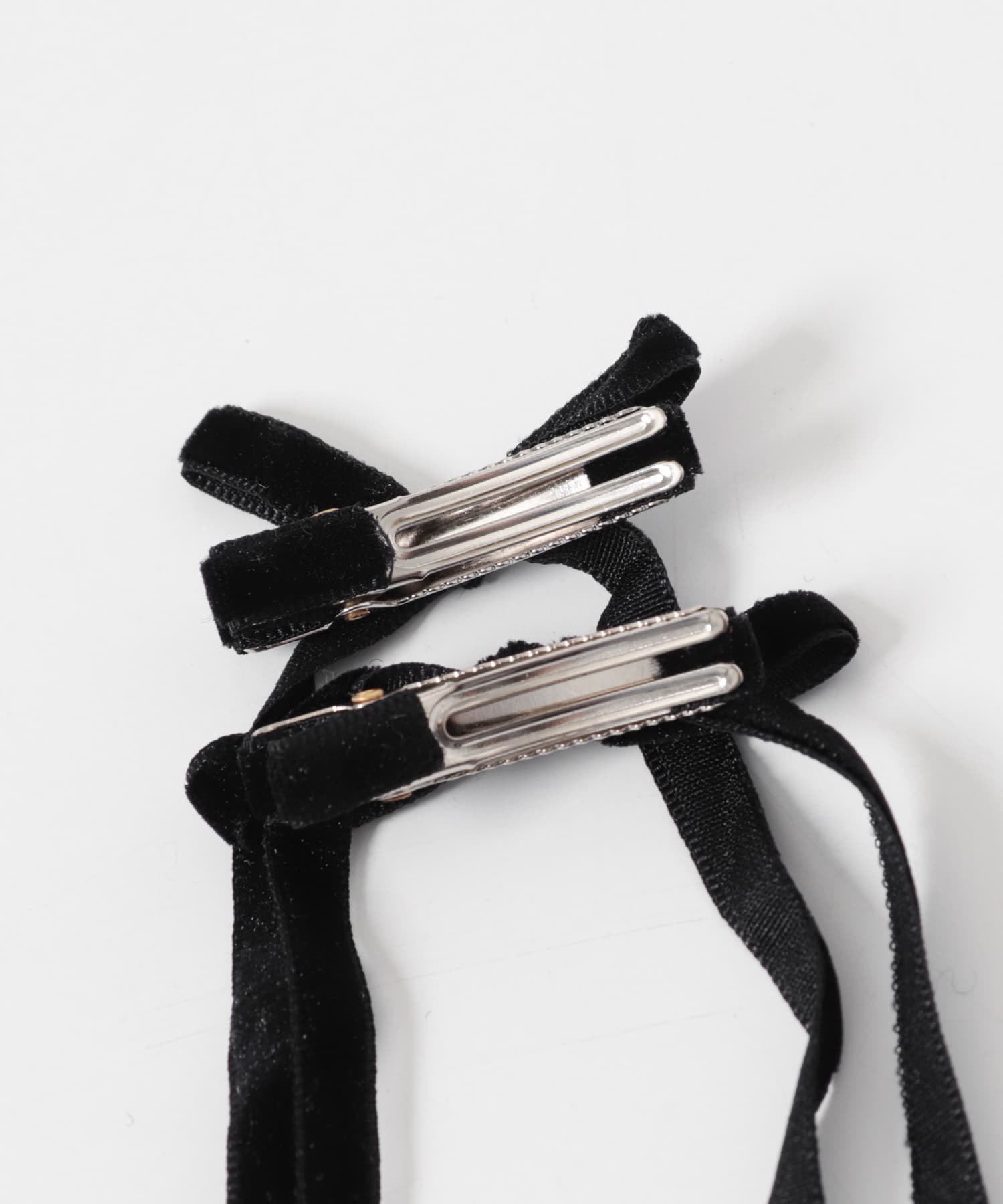 ベロアリボン2セットヘアピン BLK -