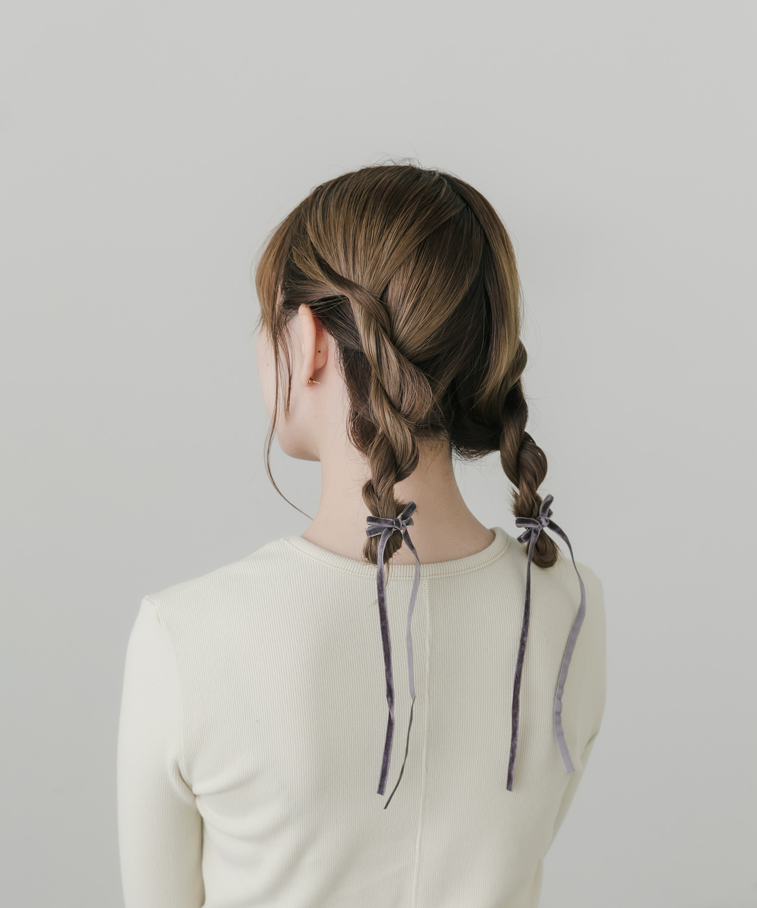 ベロアリボン2セットヘアピン GRY -