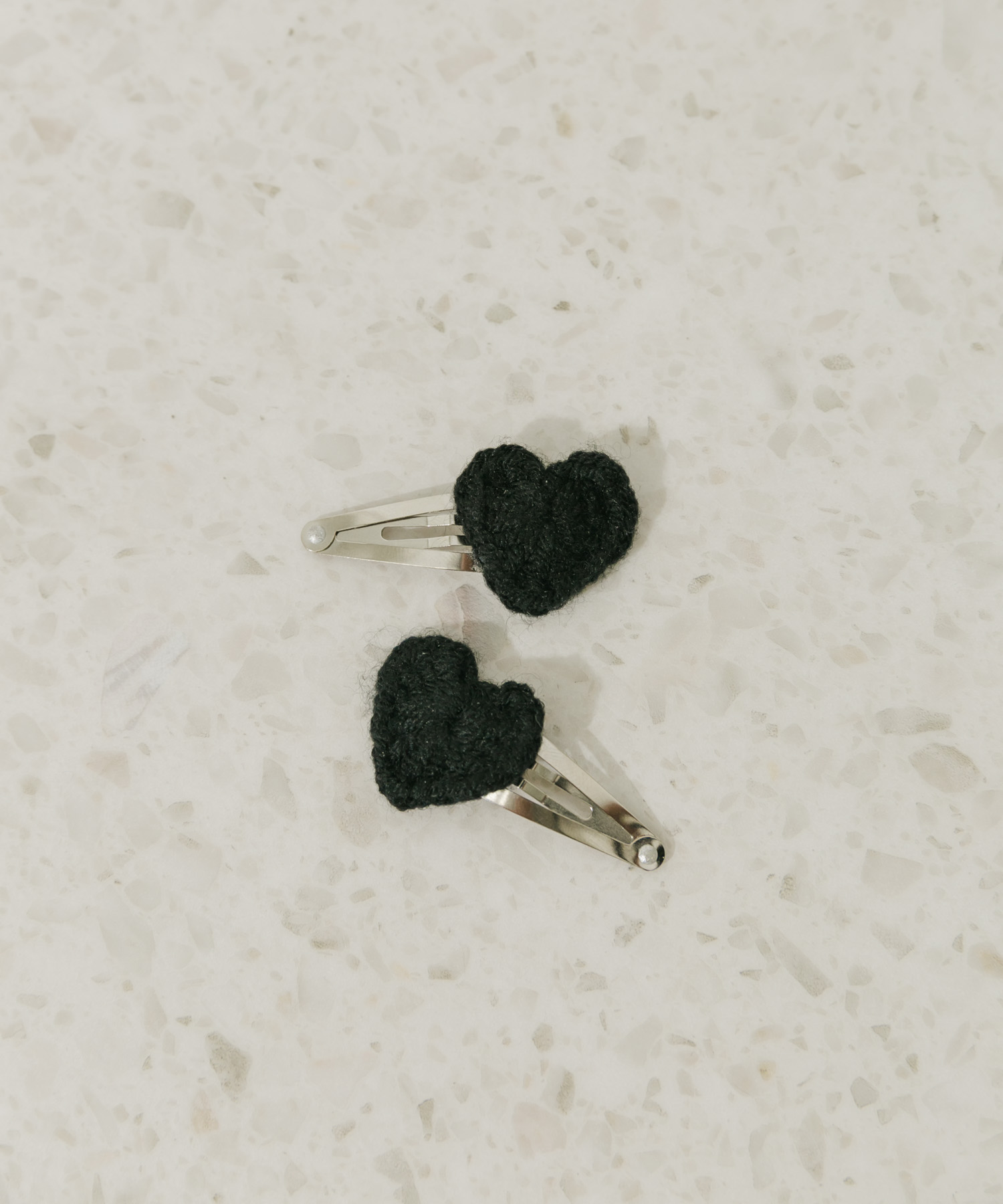 ニットハートセットヘアピン BLK -