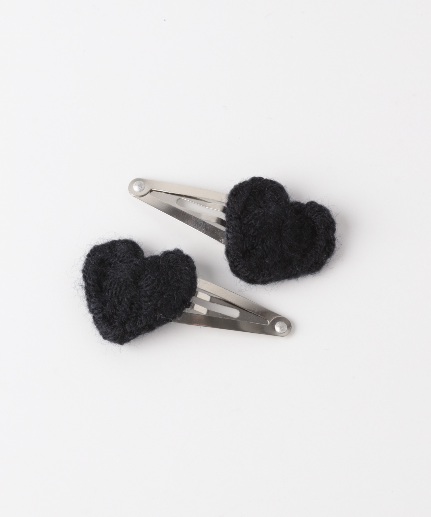ニットハートセットヘアピン BLK -