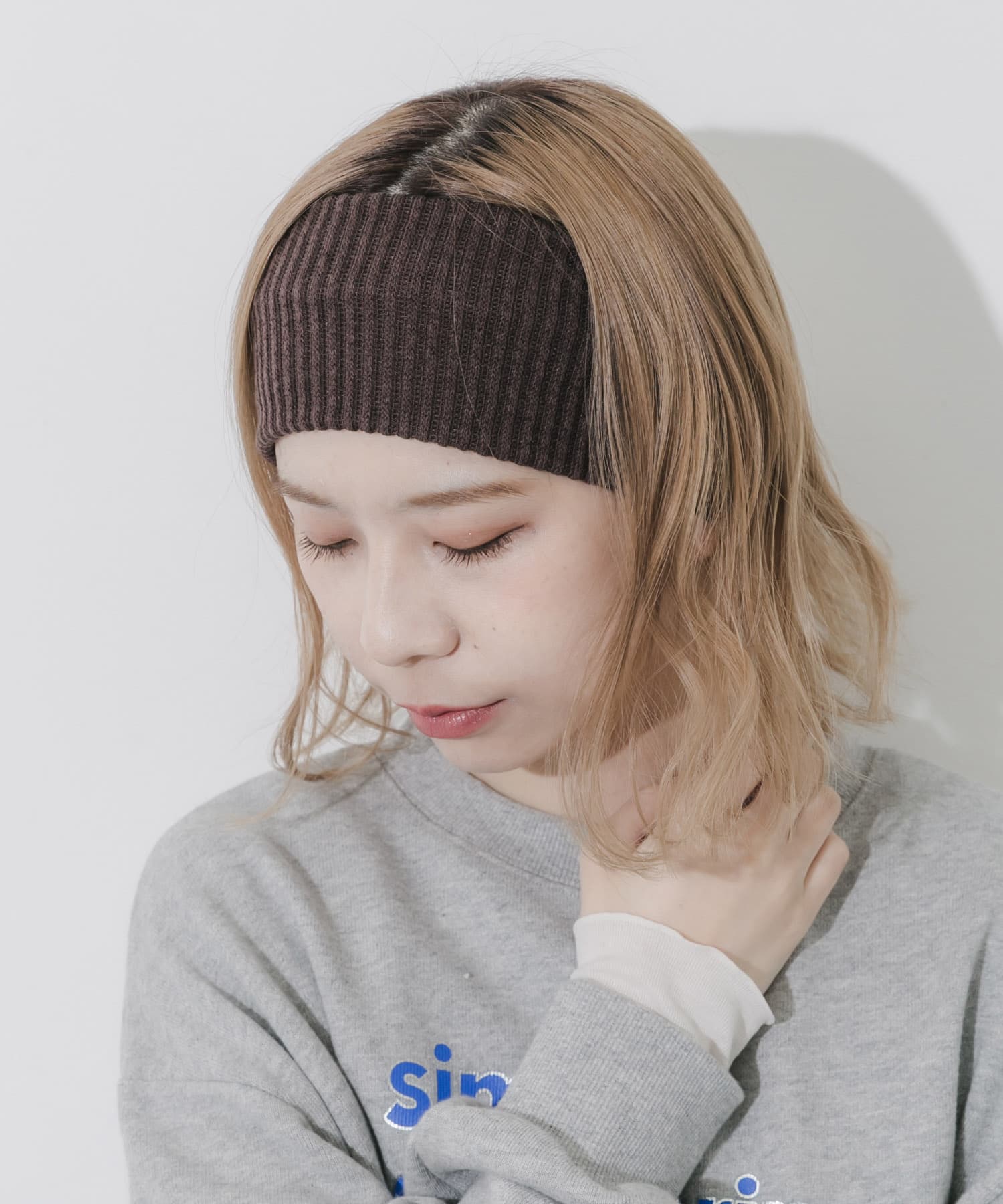 リブニットワイドヘアバンド