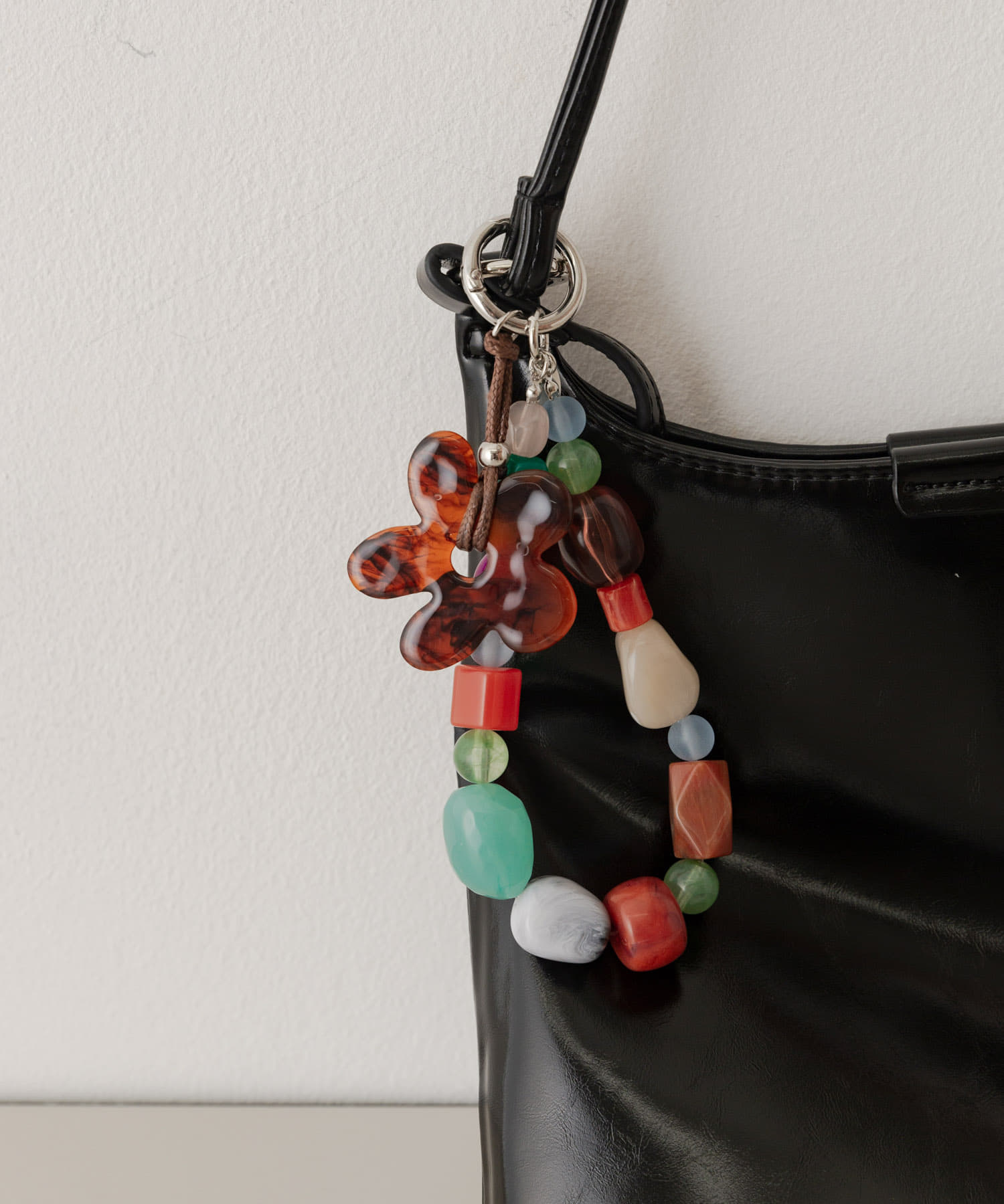 フラワーモチーフカラフルキーチェーン BRN MIX -