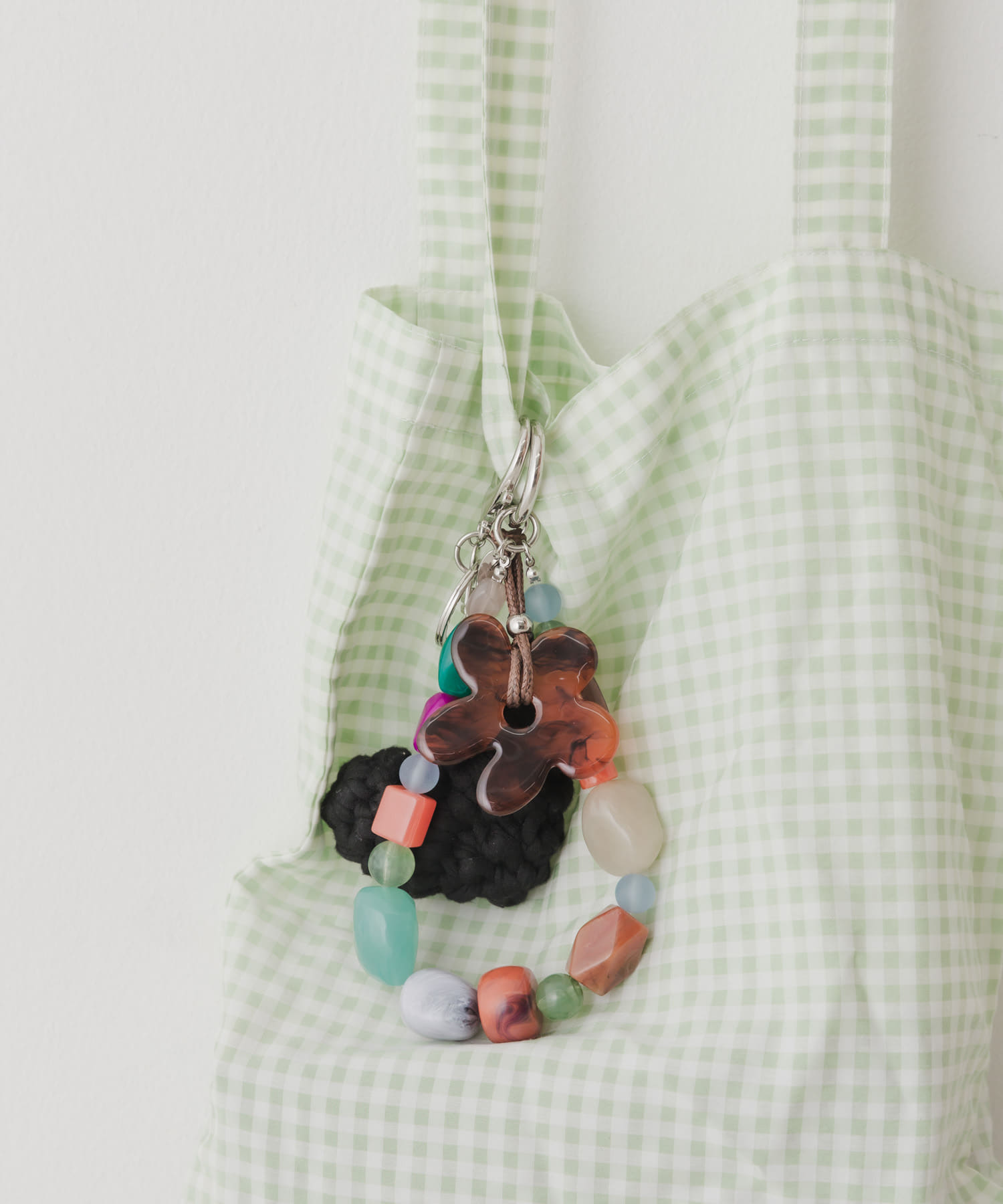 フラワーモチーフカラフルキーチェーン BRN MIX -