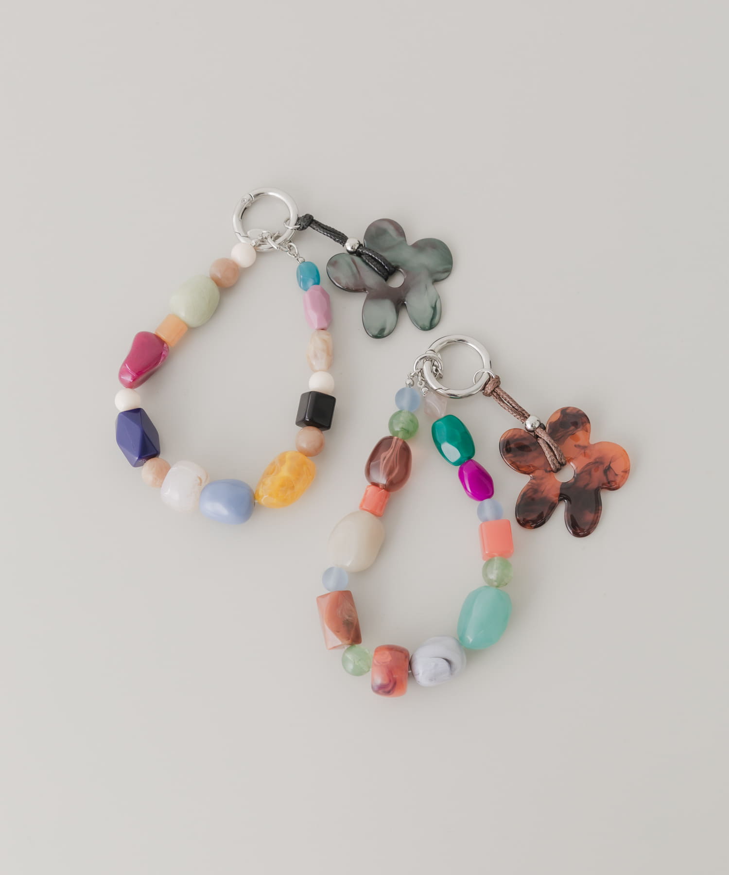フラワーモチーフカラフルキーチェーン BRN MIX -