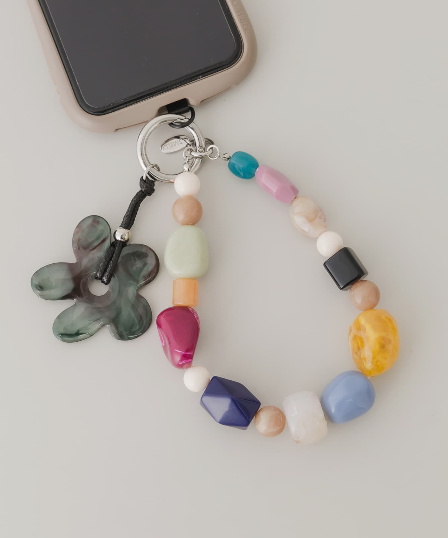 フラワーモチーフカラフルキーチェーン BLU MIX -