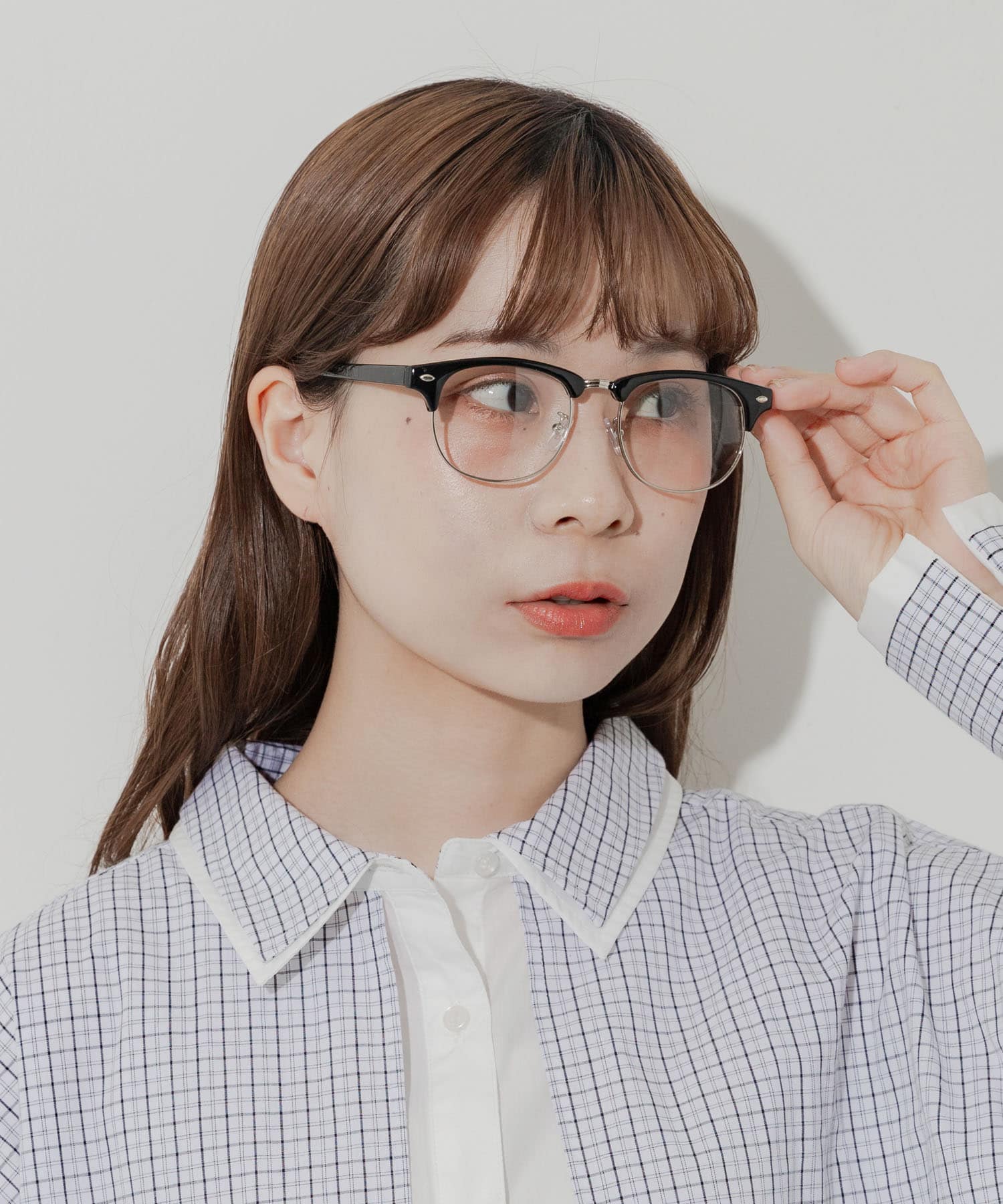 ハーフリムダテメガネ BLK -