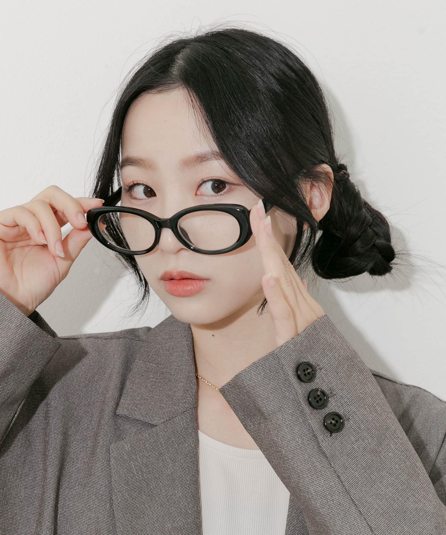 オーバルダテメガネ BLK -