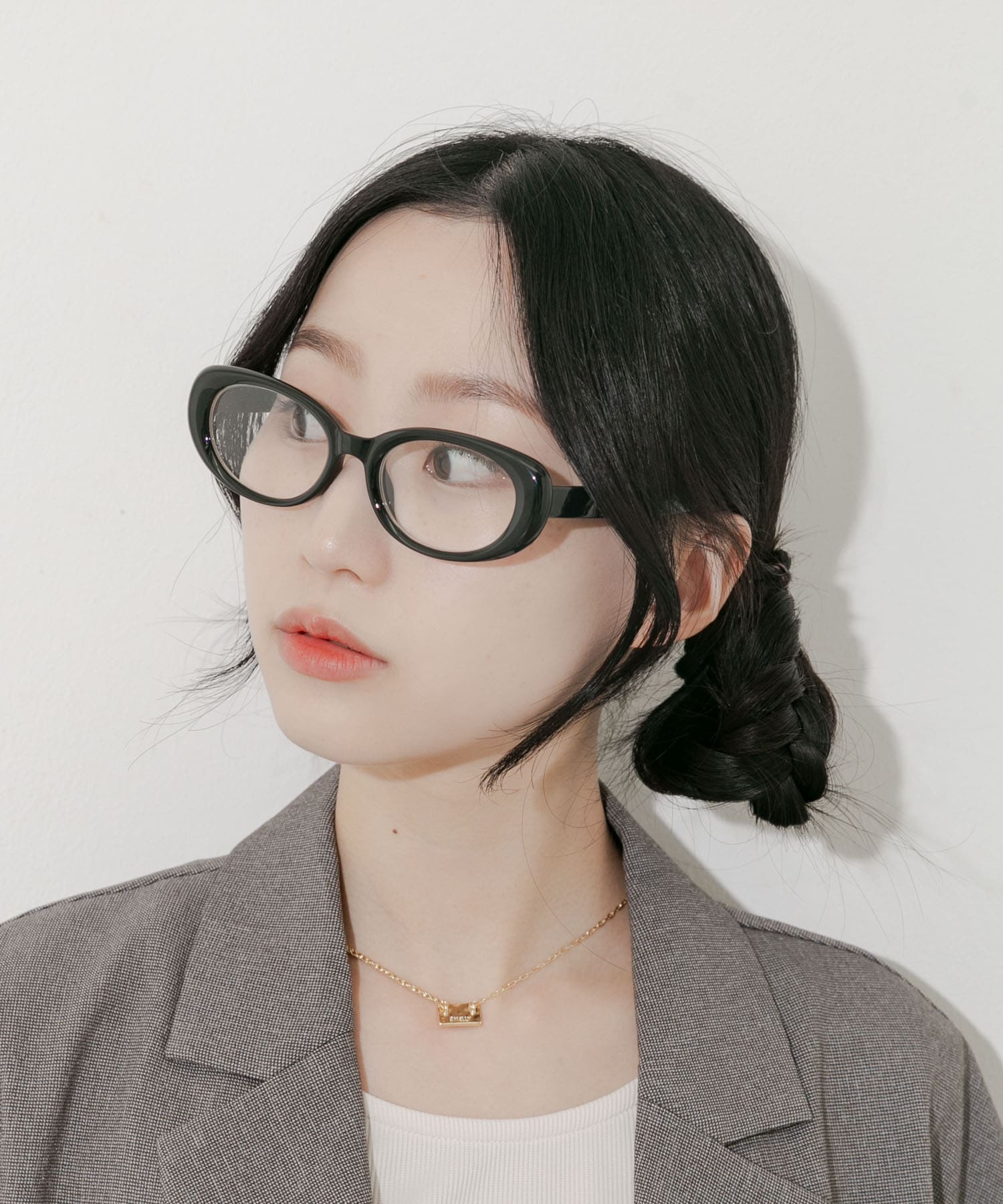 オーバルダテメガネ BLK -