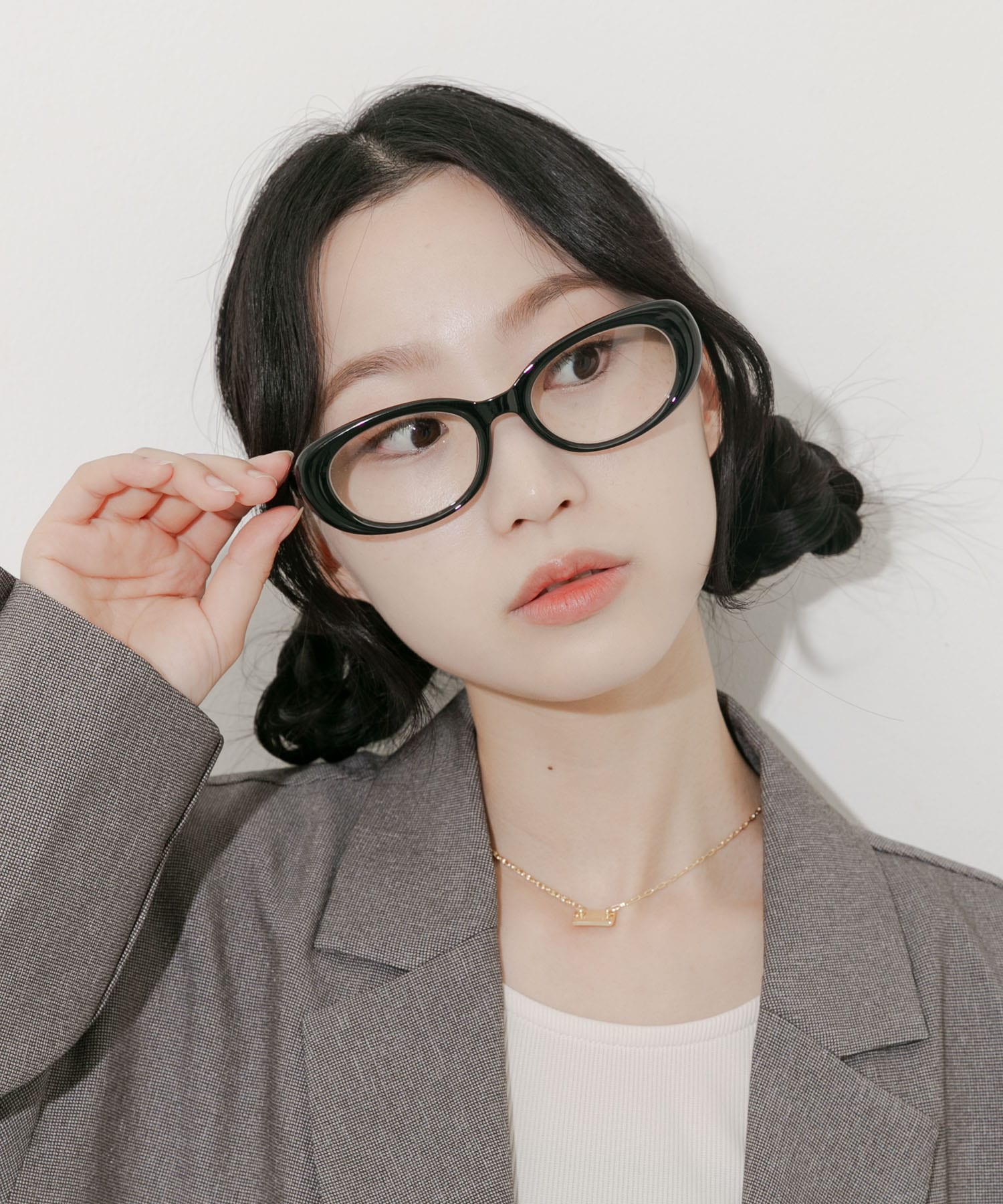 オーバルダテメガネ BLK -