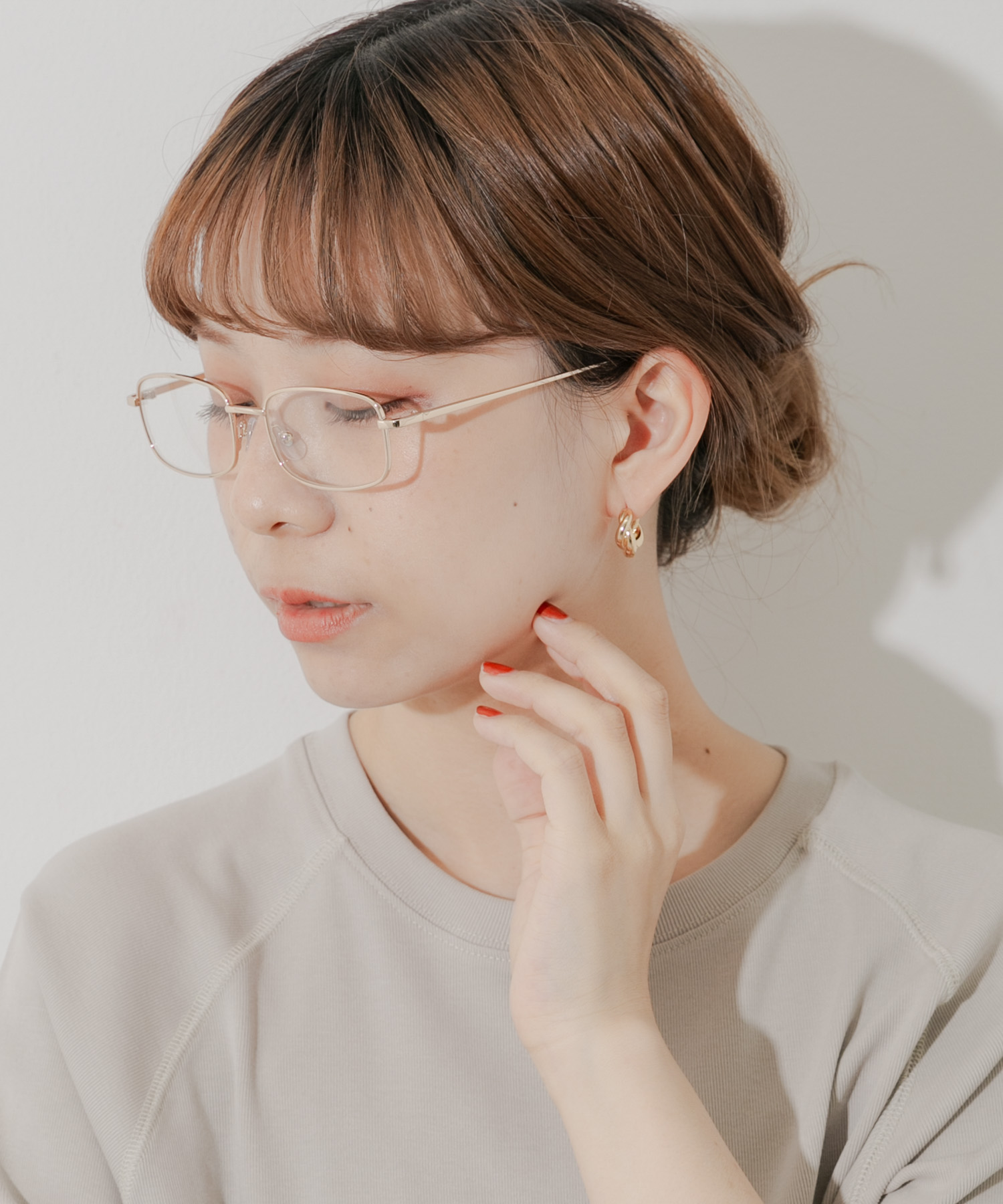 メタルスクエアダテメガネ GLD -