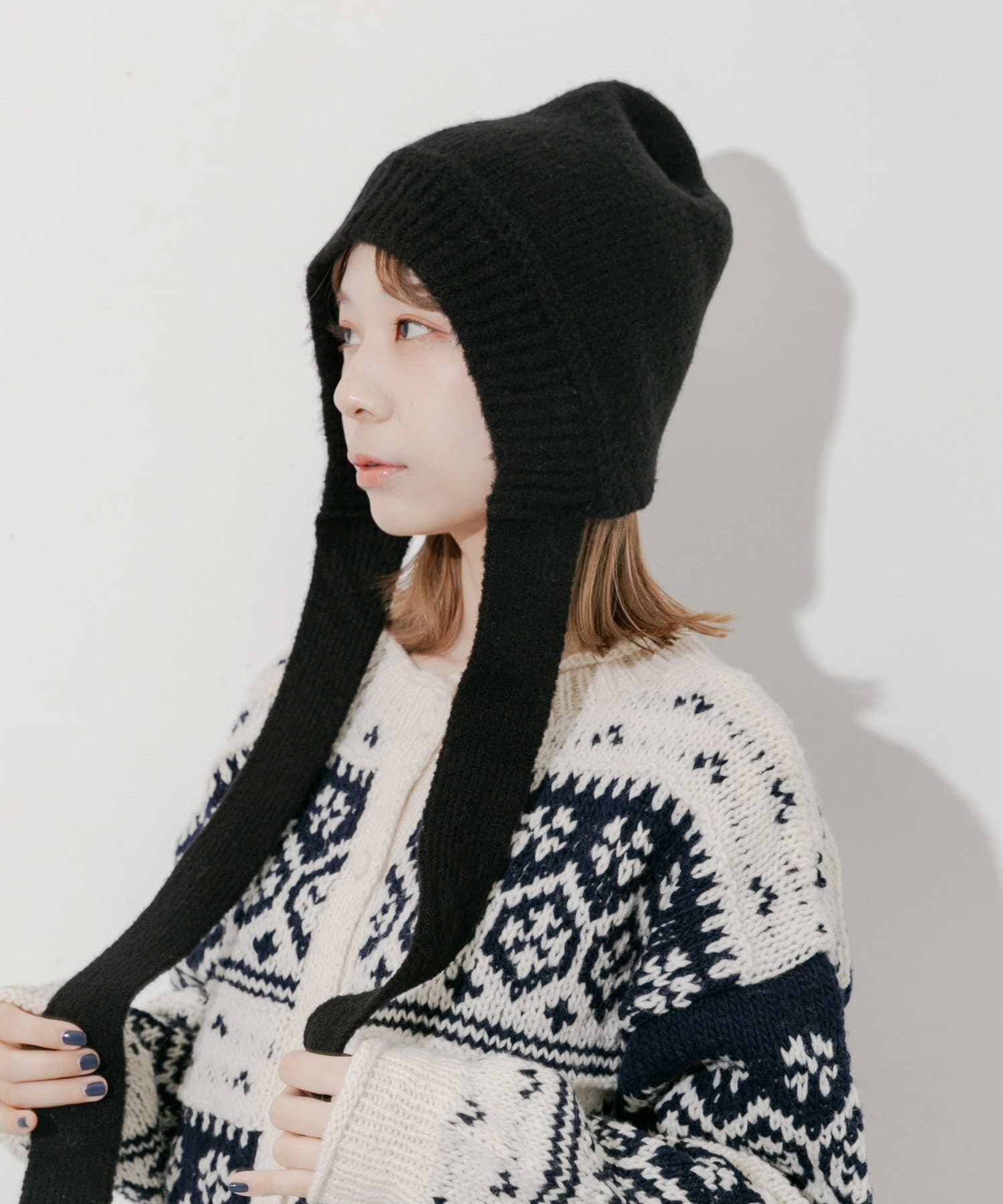 ニットキャップボンネット BLK -