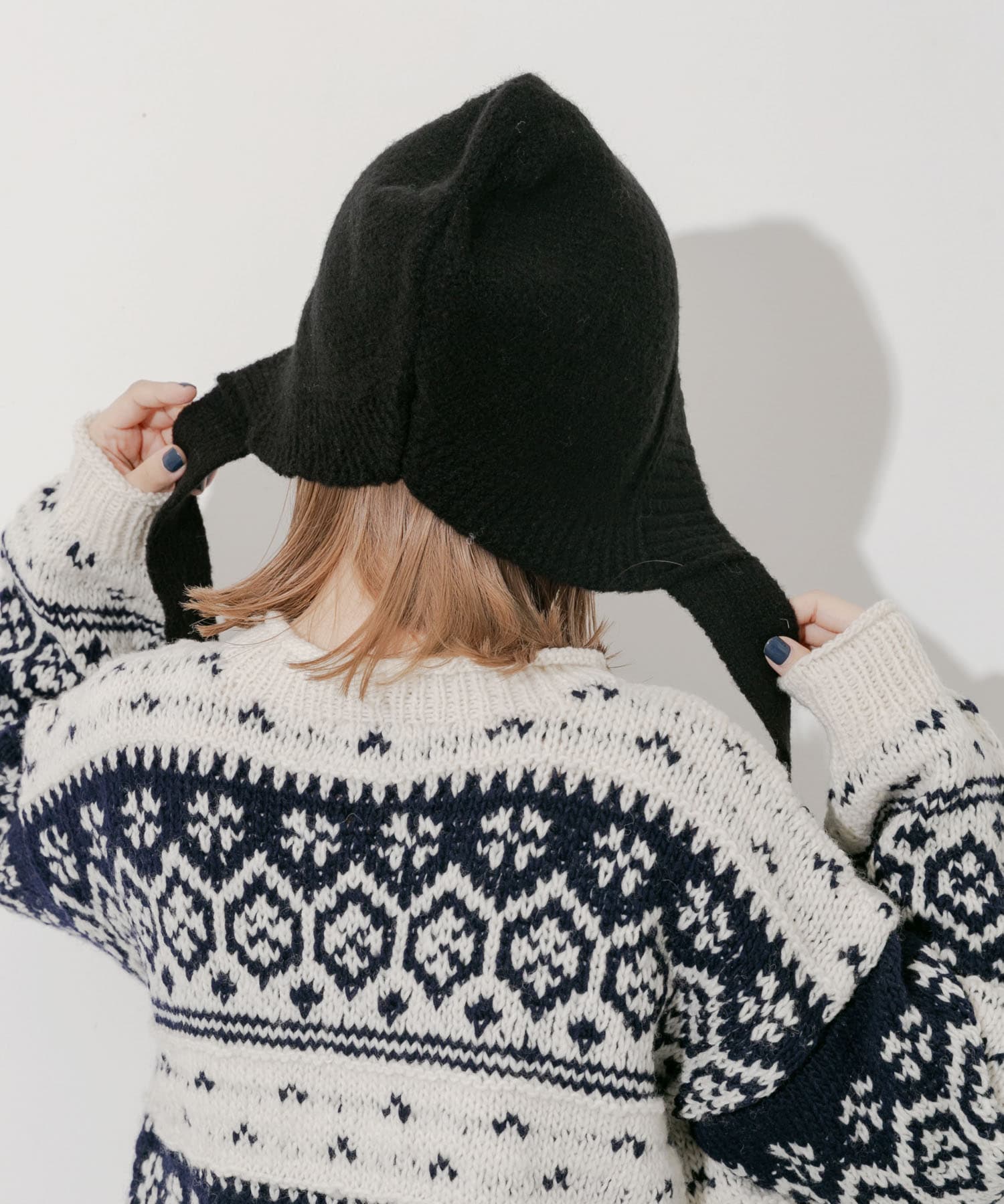 ニットキャップボンネット BLK -