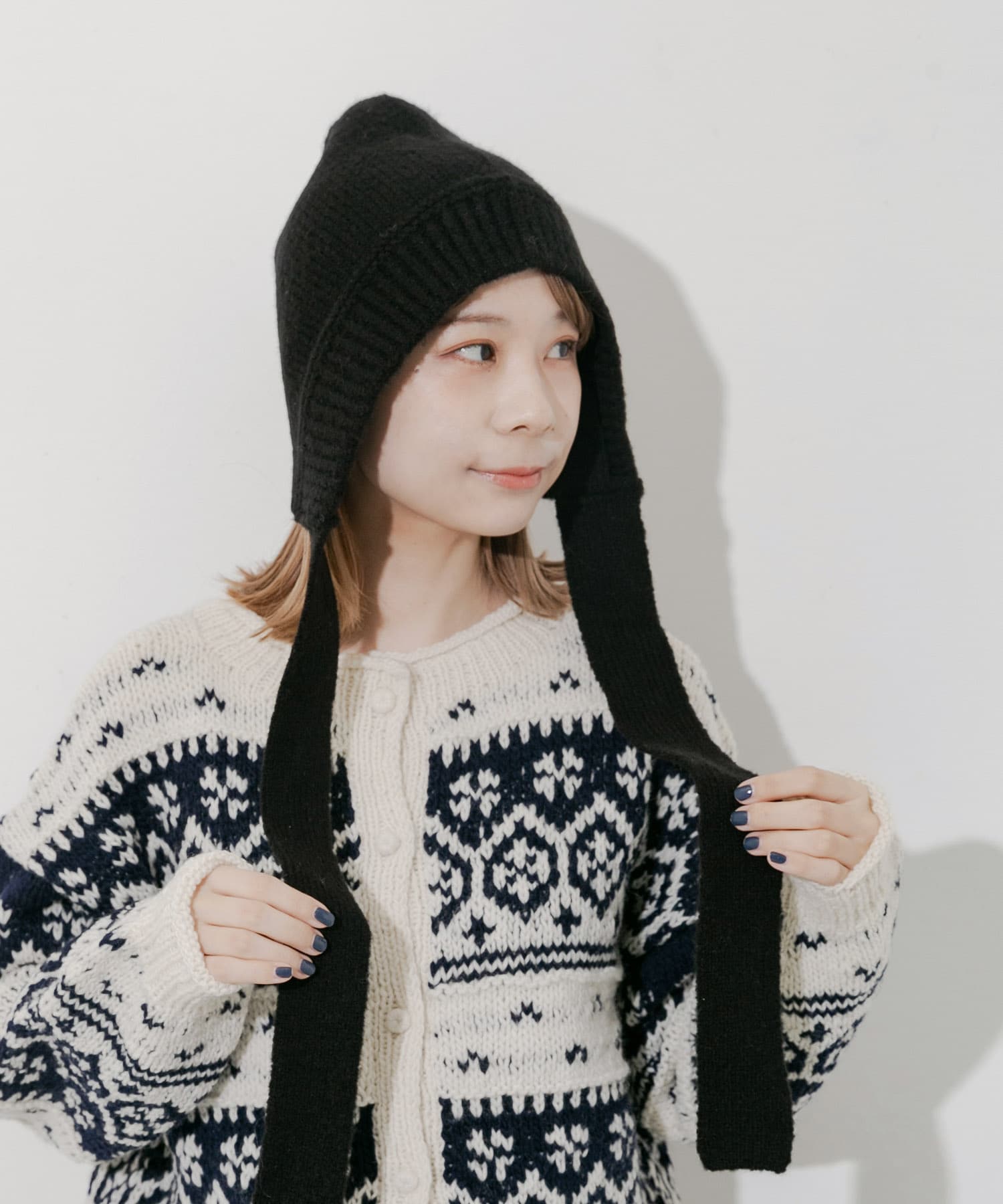 ニットキャップボンネット BLK -