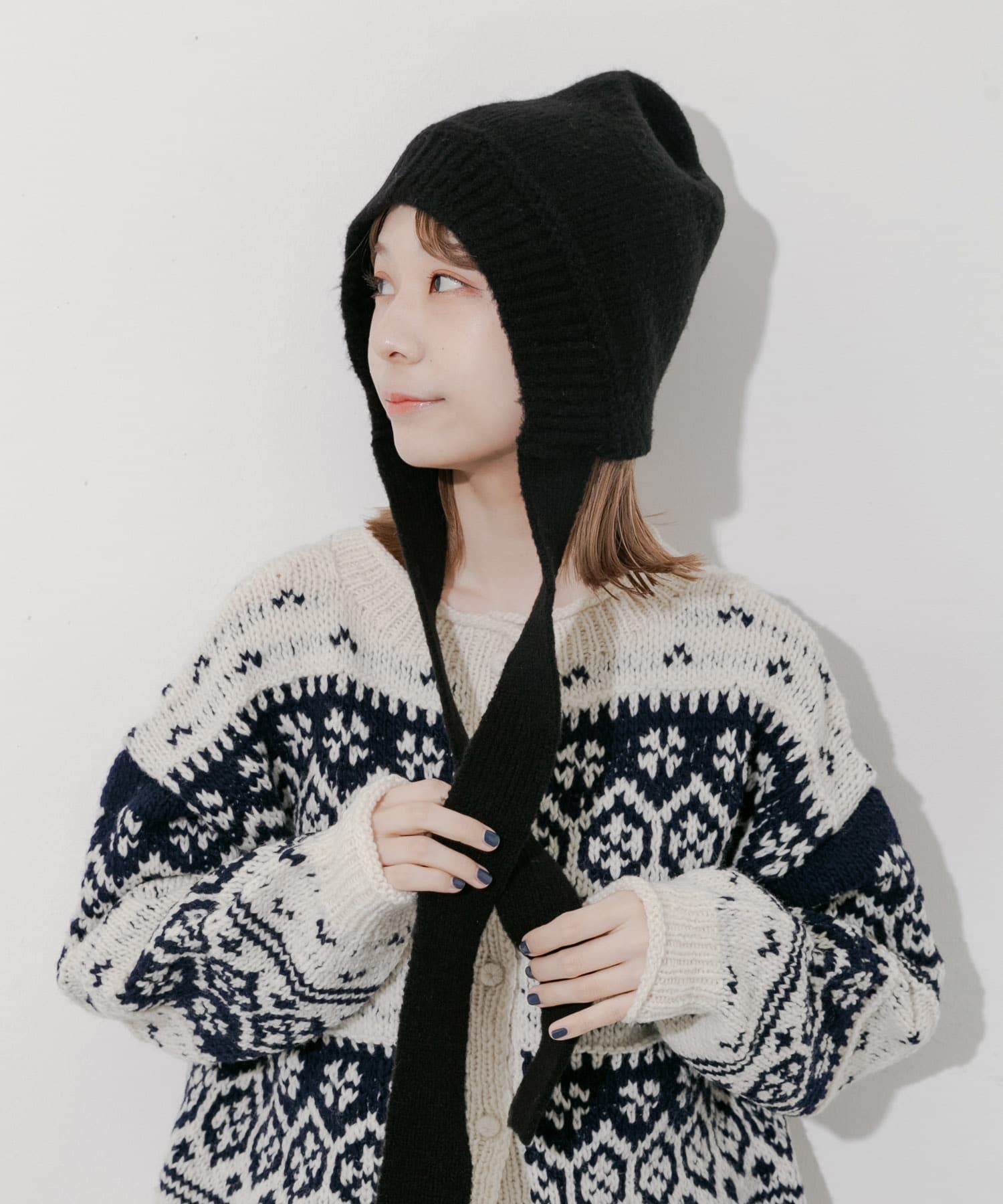 ニットキャップボンネット BLK -