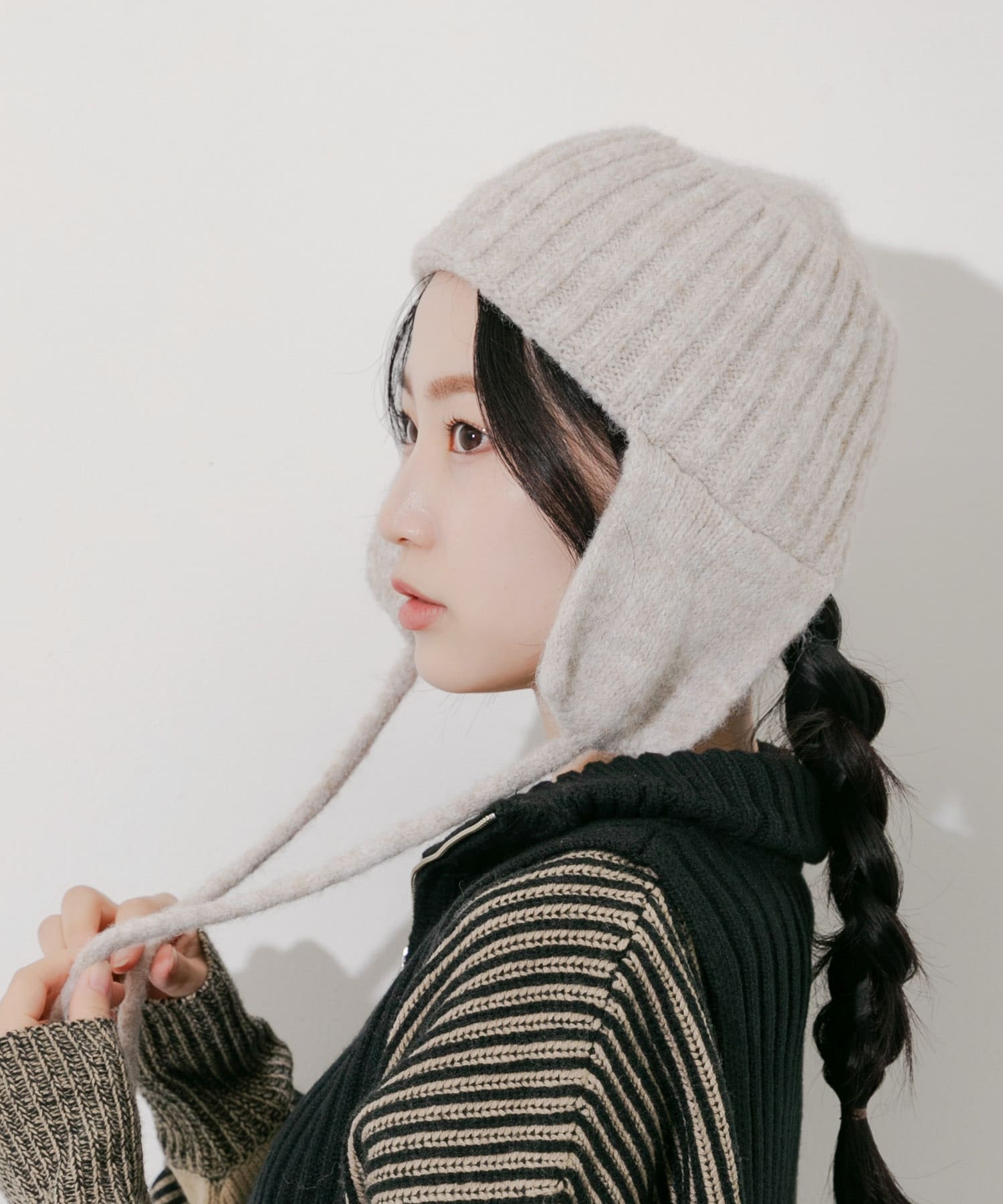 イヤーフラップニットキャップ BEG -