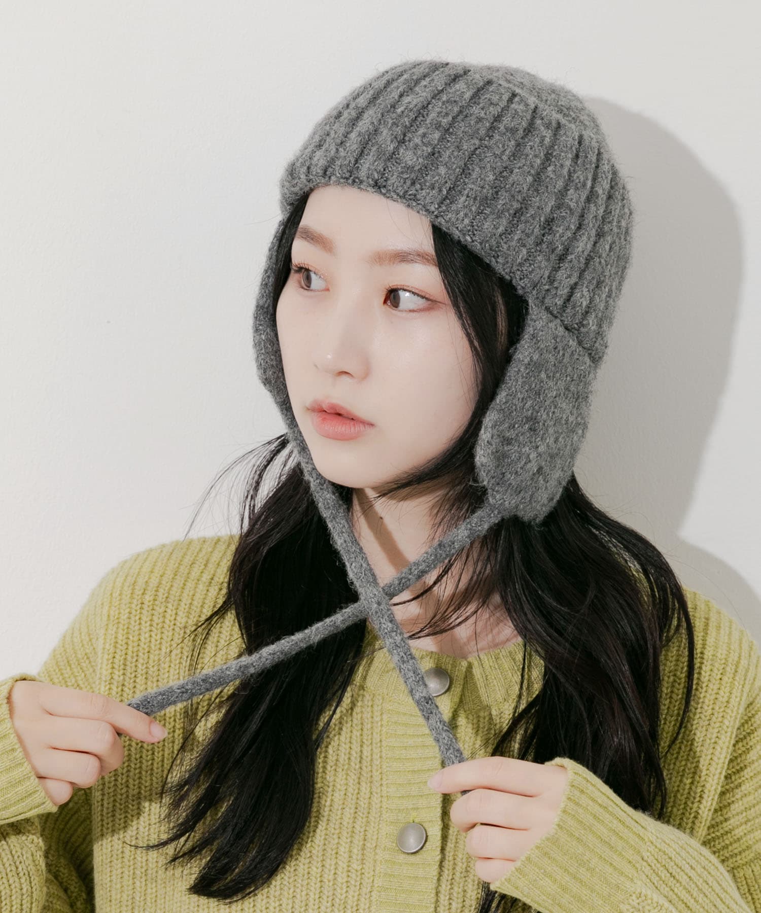 イヤーフラップニットキャップ GRY -