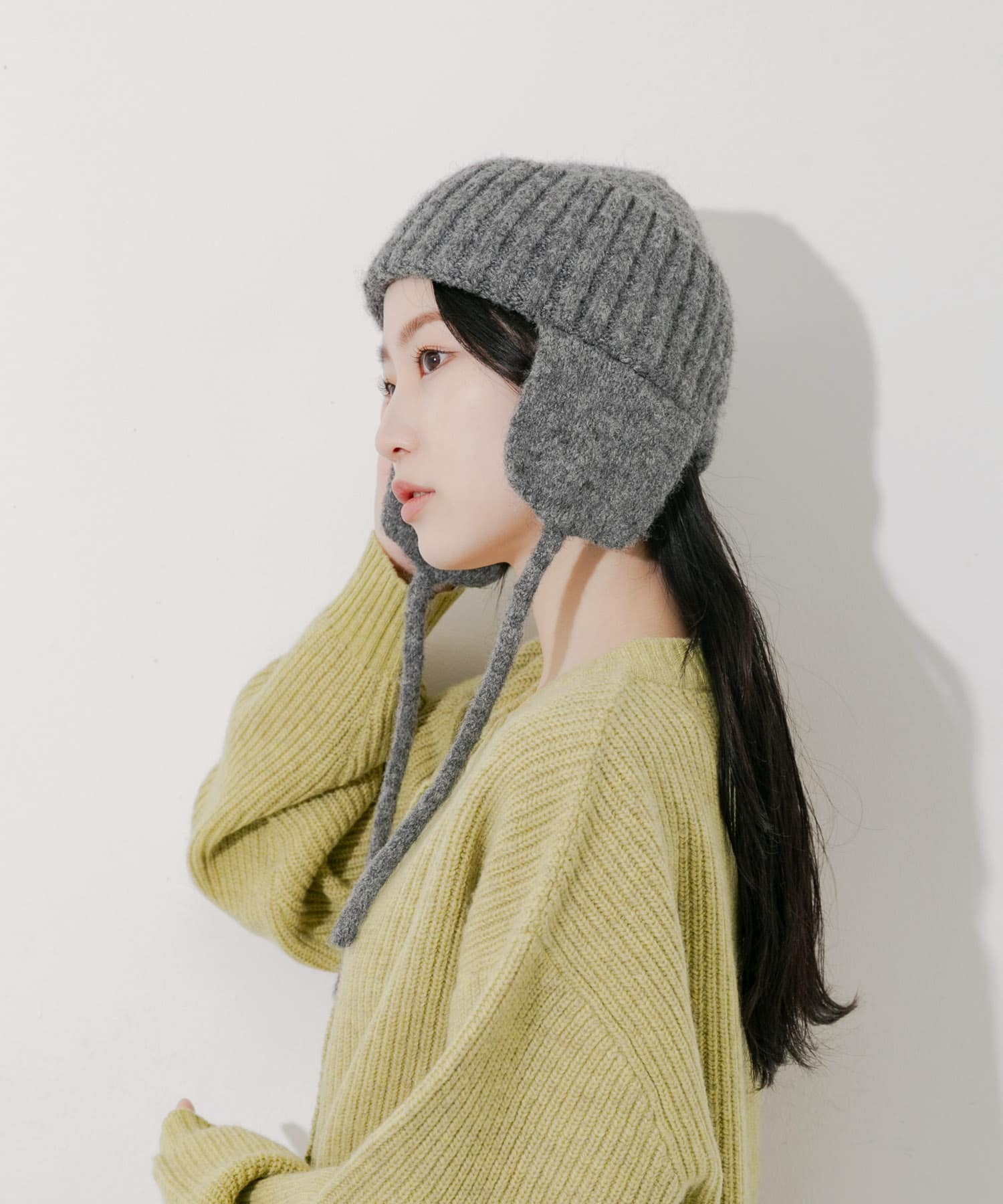 イヤーフラップニットキャップ GRY -