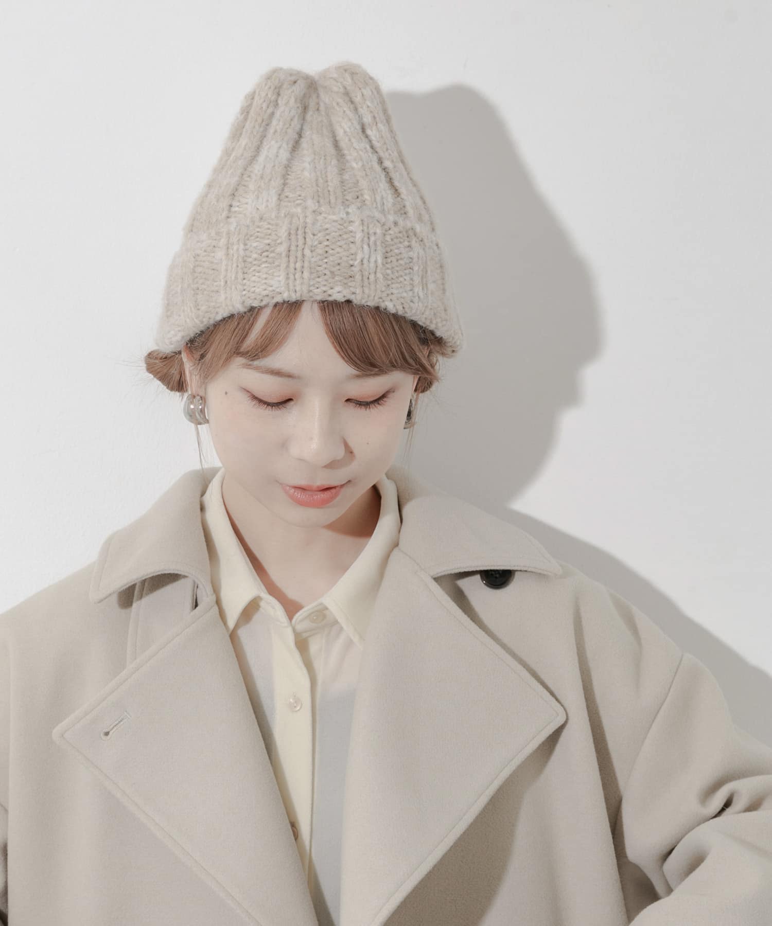 カラーミックスニットワッチ BEG -