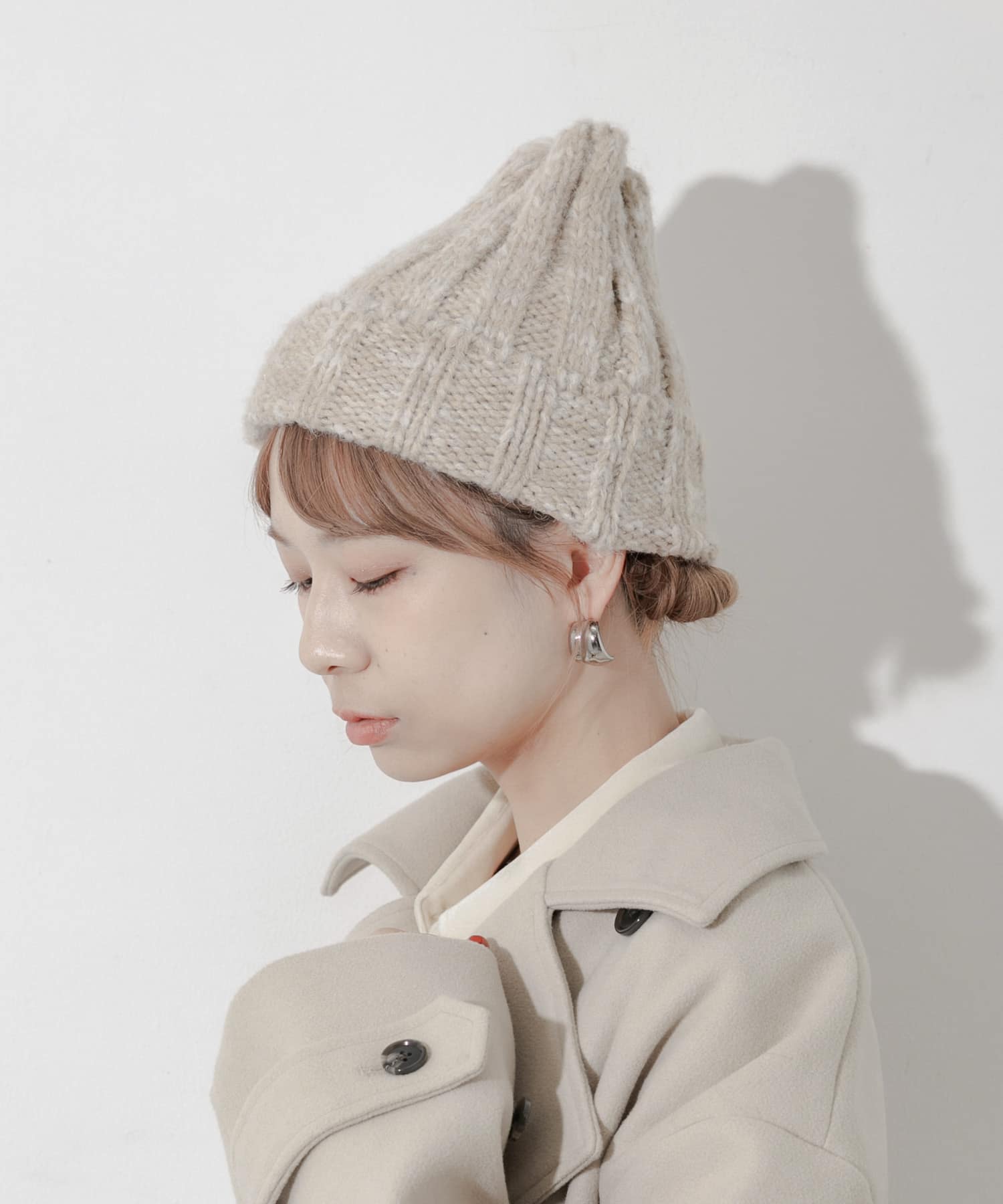 カラーミックスニットワッチ BEG -