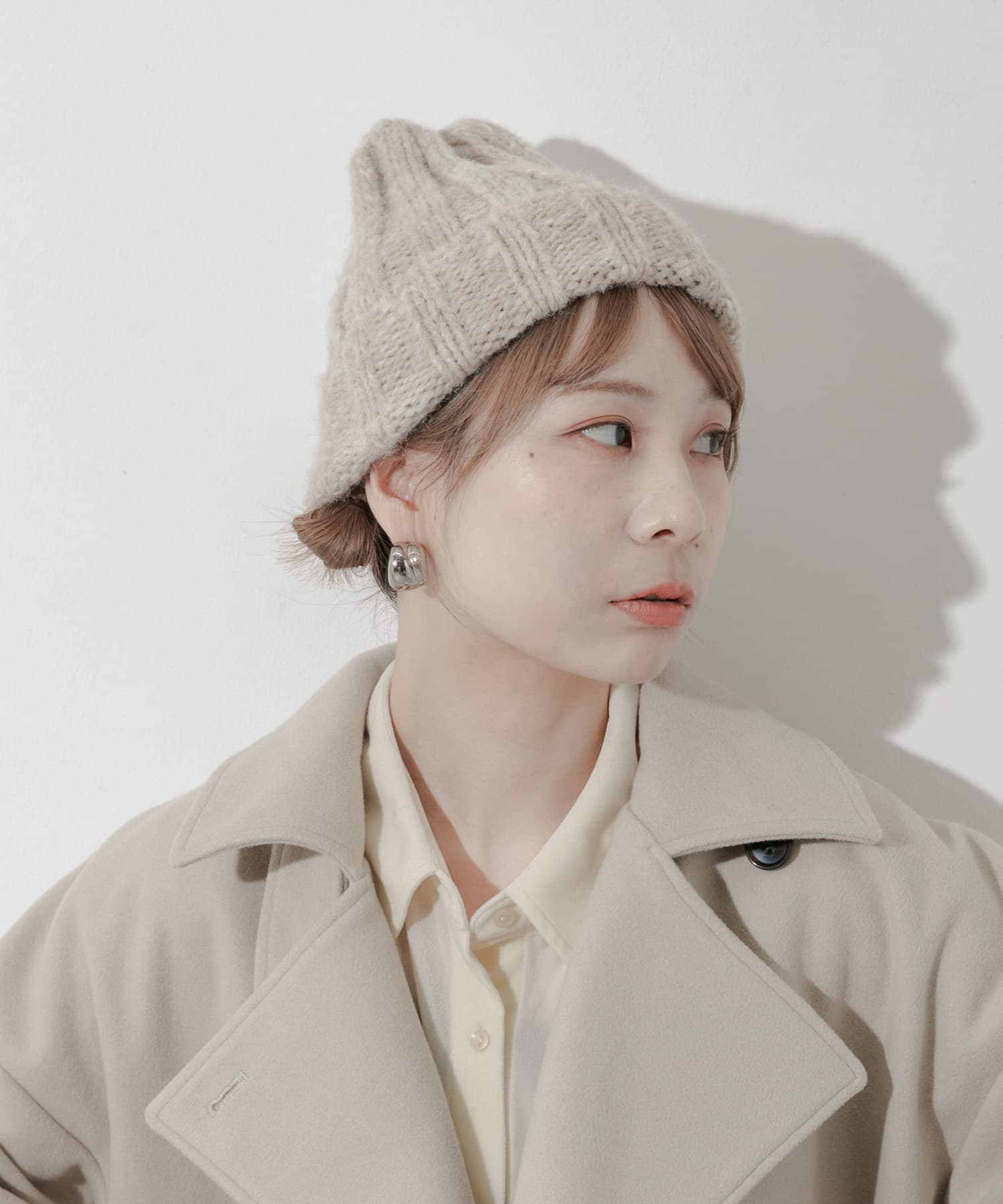 カラーミックスニットワッチ BEG -