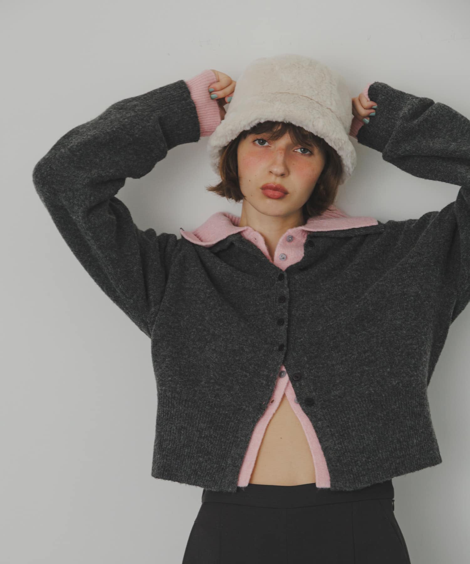 ファーバケットハット IVO -