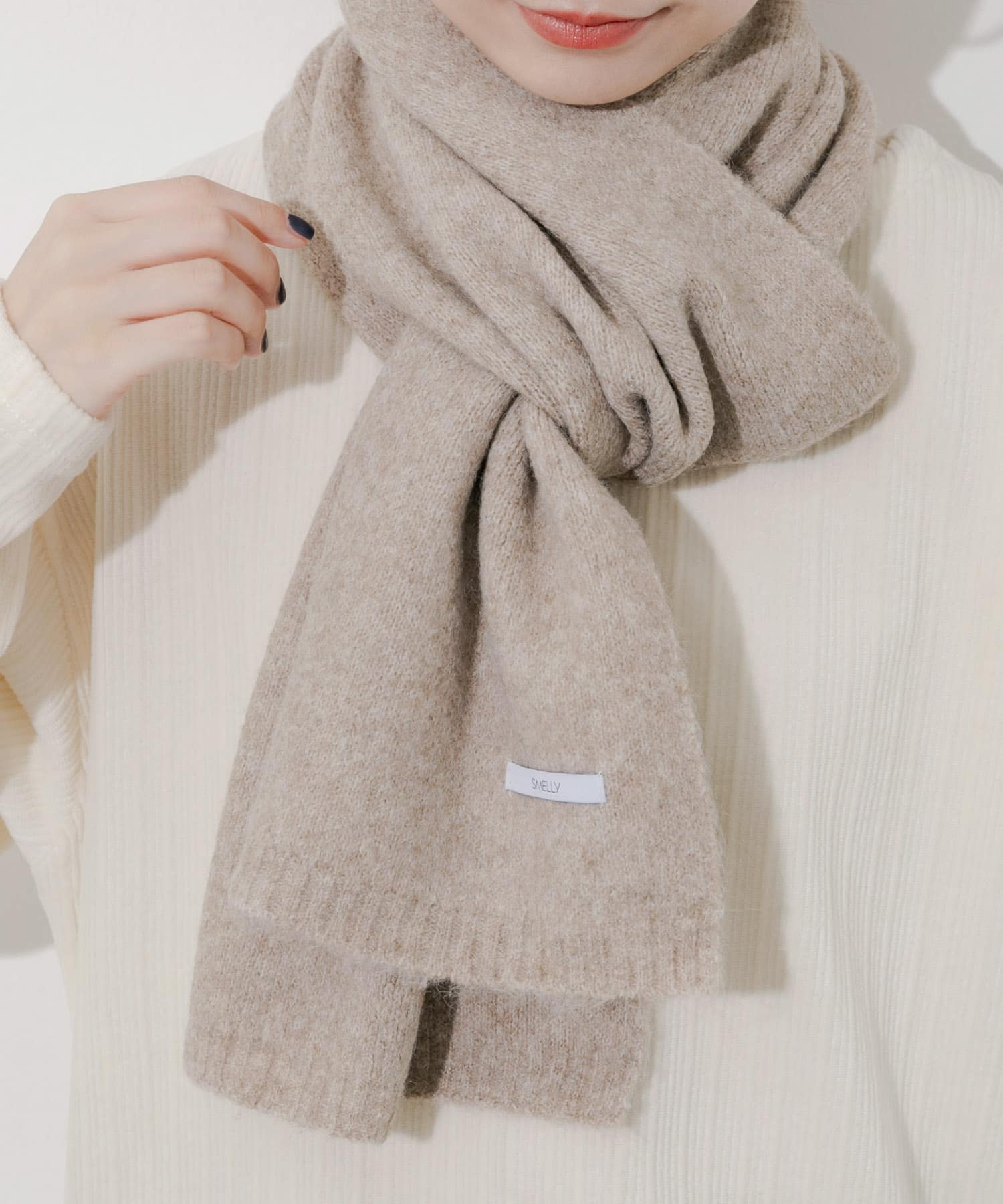 プレーンニットマフラー BEG -