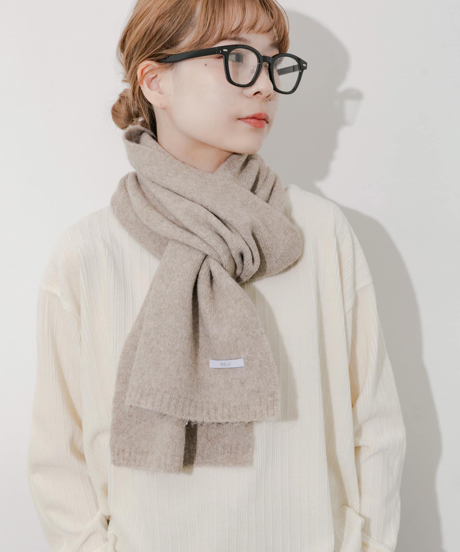 プレーンニットマフラー BEG -