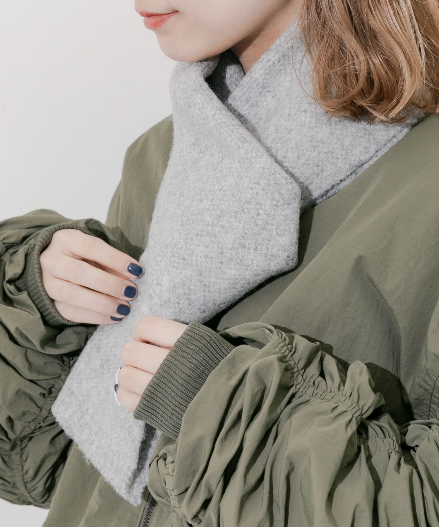 プレーンニットマフラー GRY -