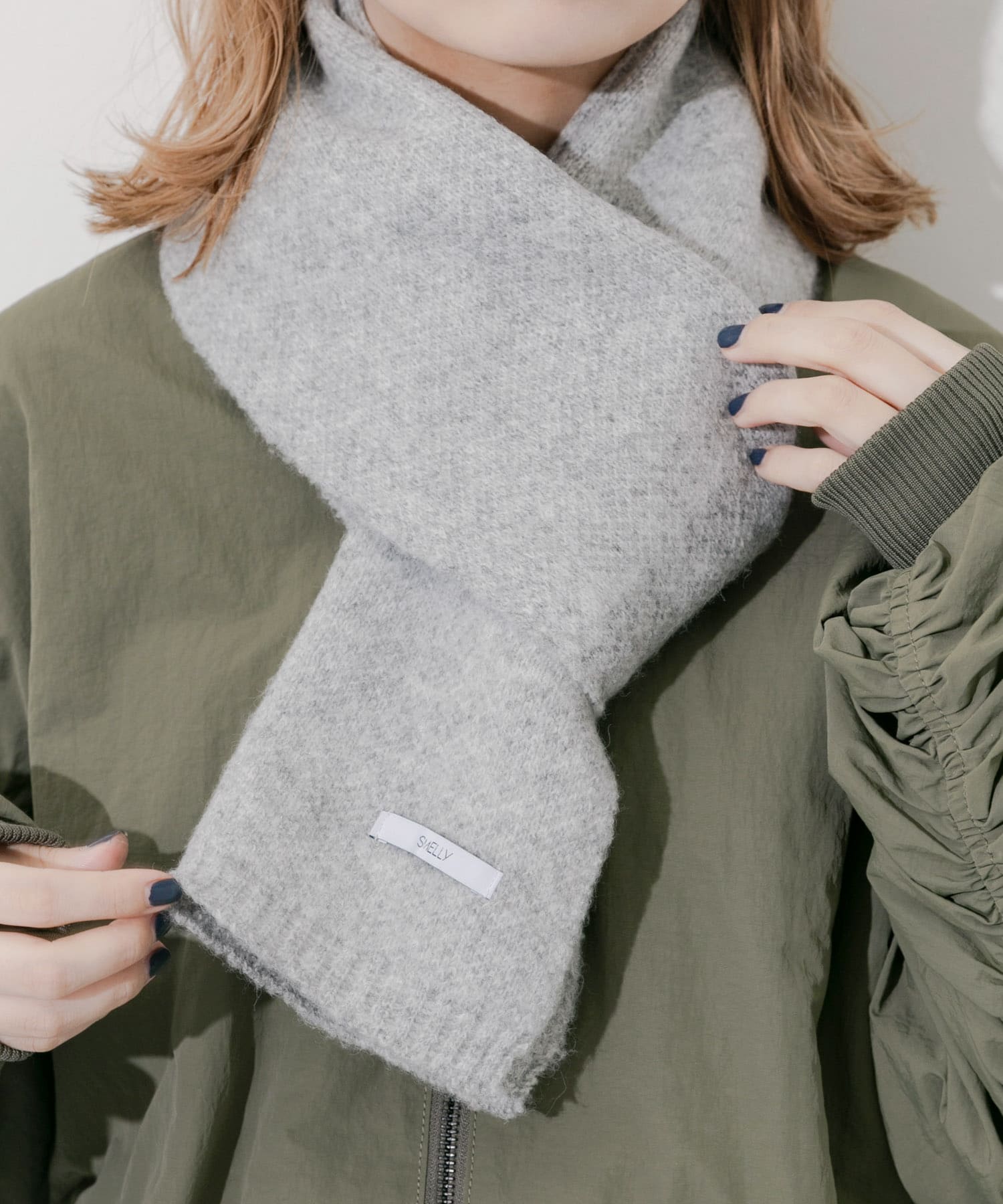 プレーンニットマフラー GRY -