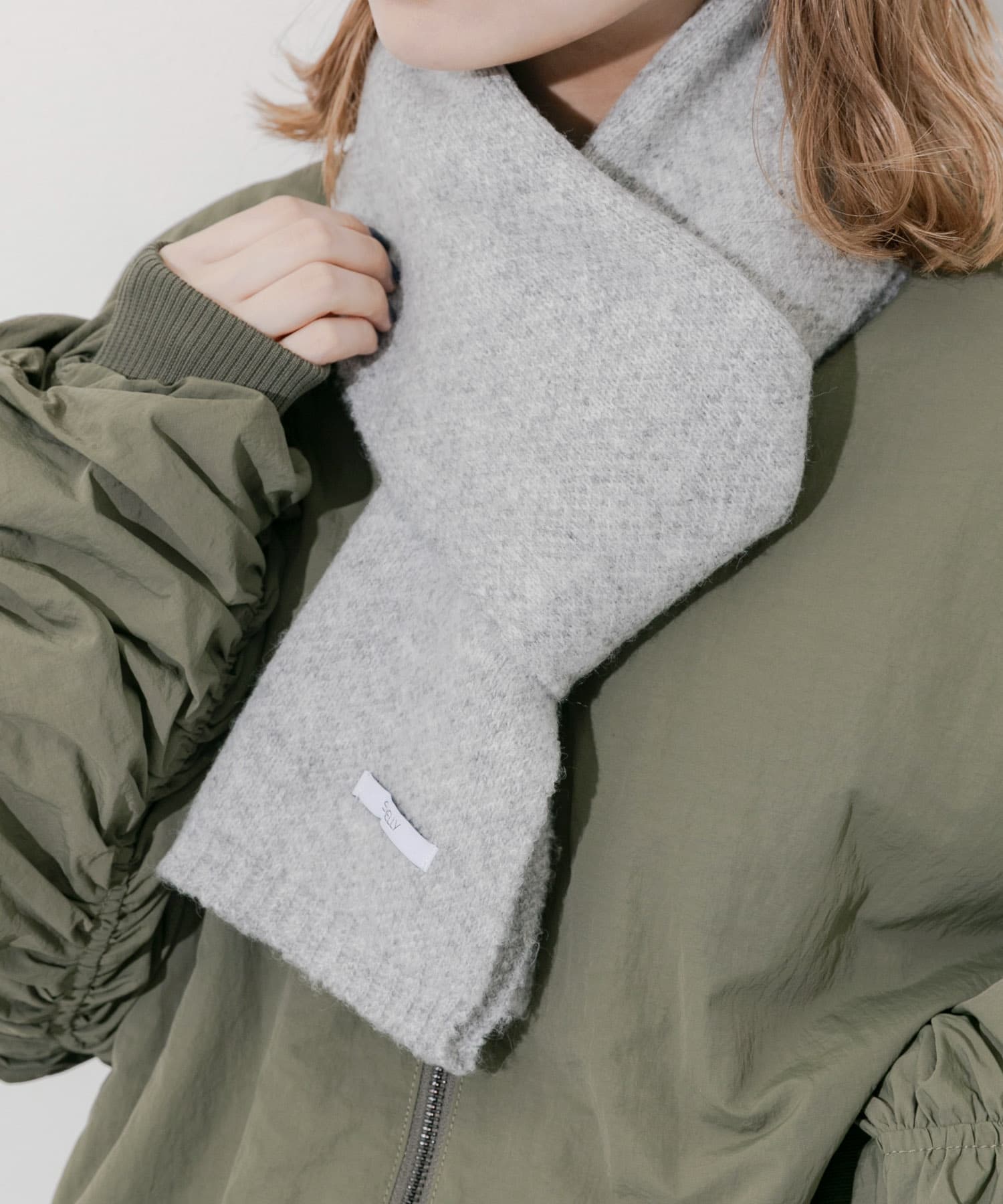 プレーンニットマフラー GRY -