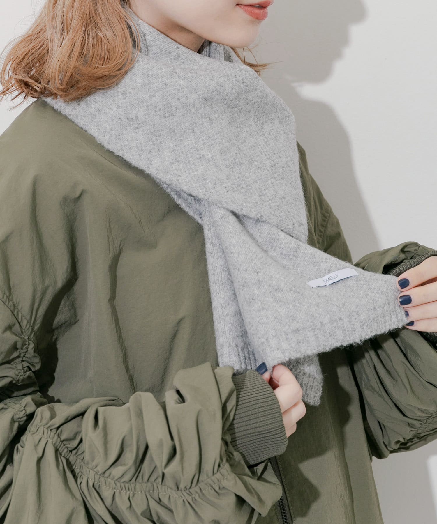 プレーンニットマフラー GRY -