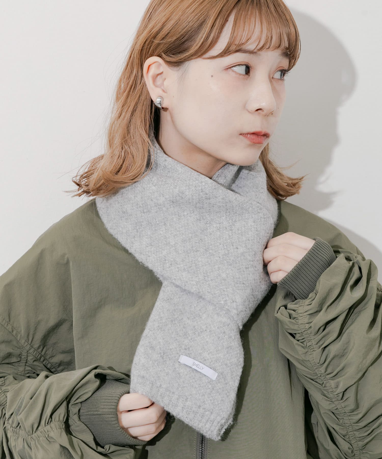 プレーンニットマフラー GRY -